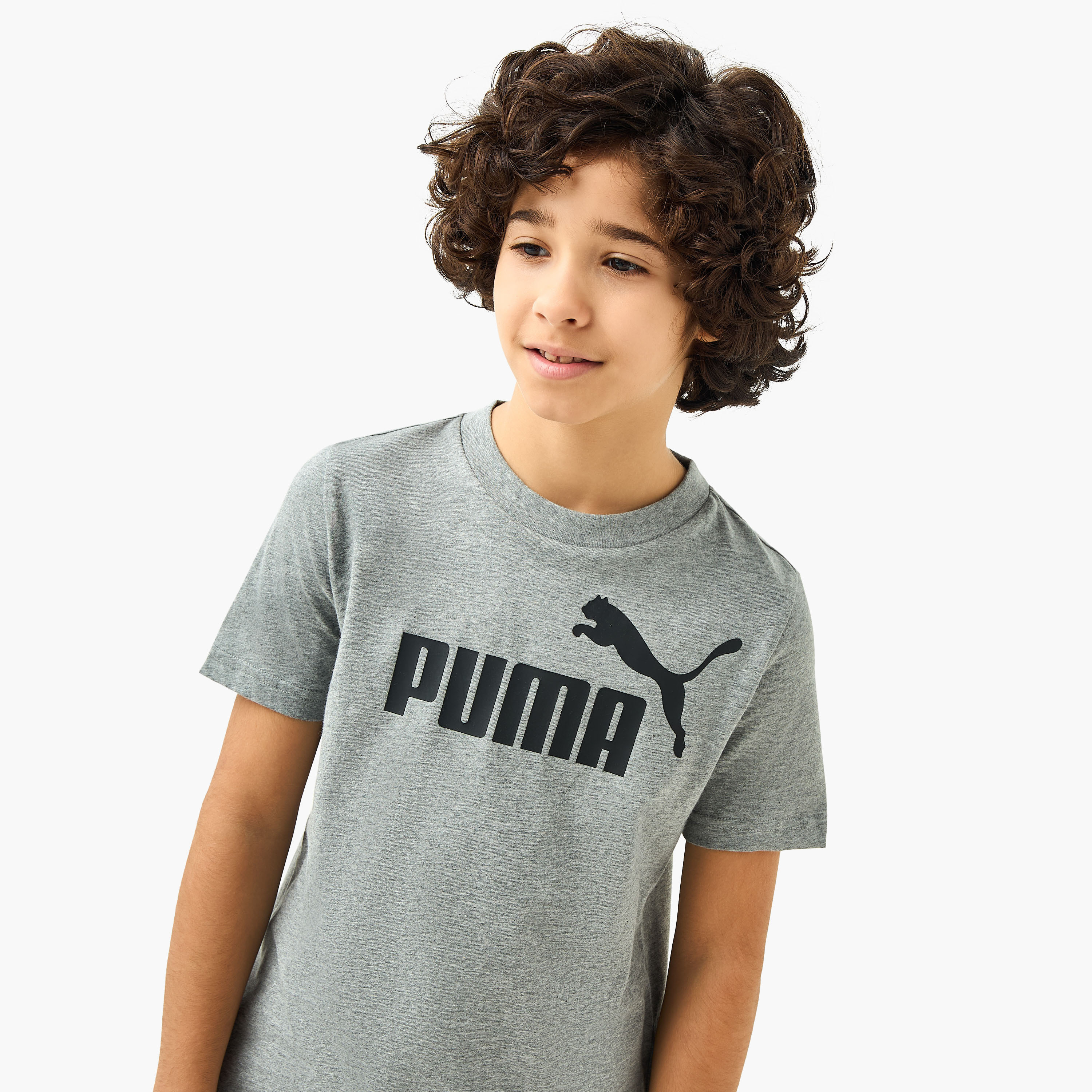 PUMA Logo Print T-shirt with Short Sleeves-boys-clothing-sportswear-tops-image-4