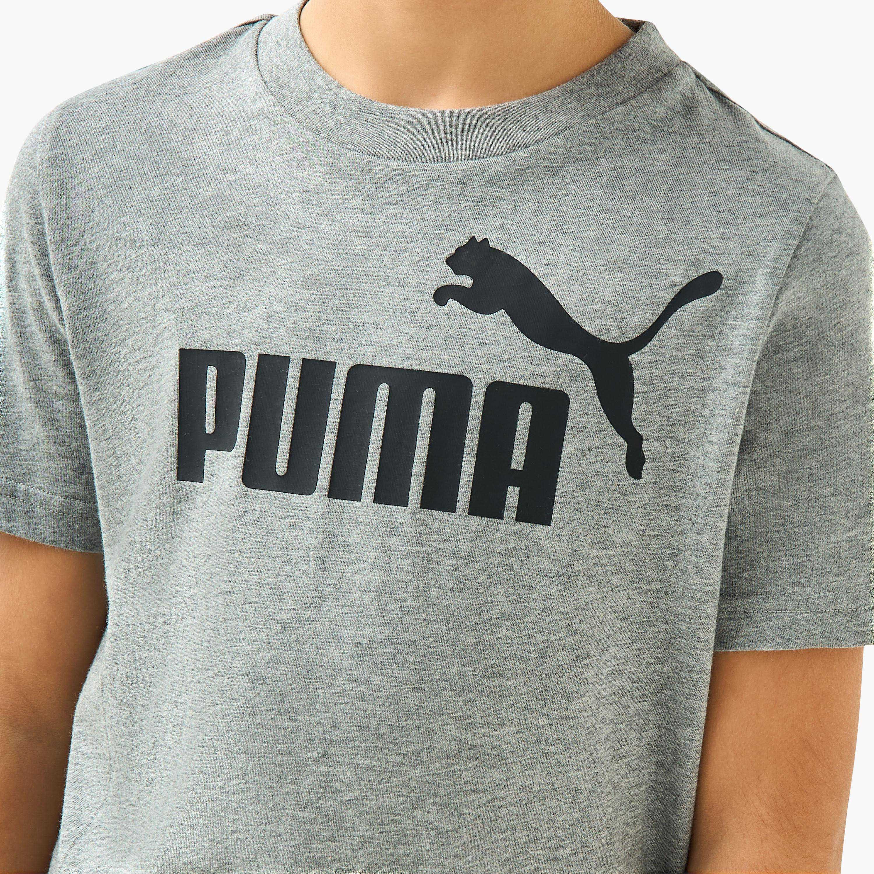 PUMA Logo Print T-shirt with Short Sleeves-boys-clothing-sportswear-tops-image-5