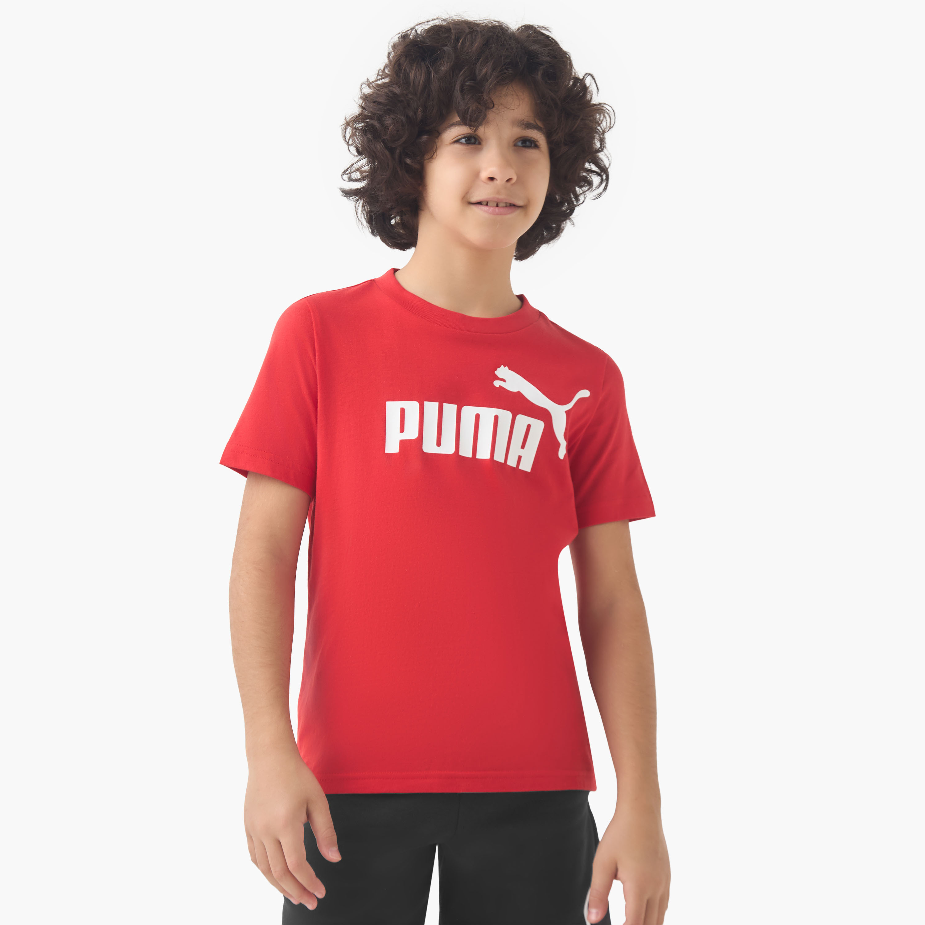 PUMA Boys Crew Neck T-shirt with Logo Print - Cotton - Short Sleeves-sports-boys-clothing-tops-image-1