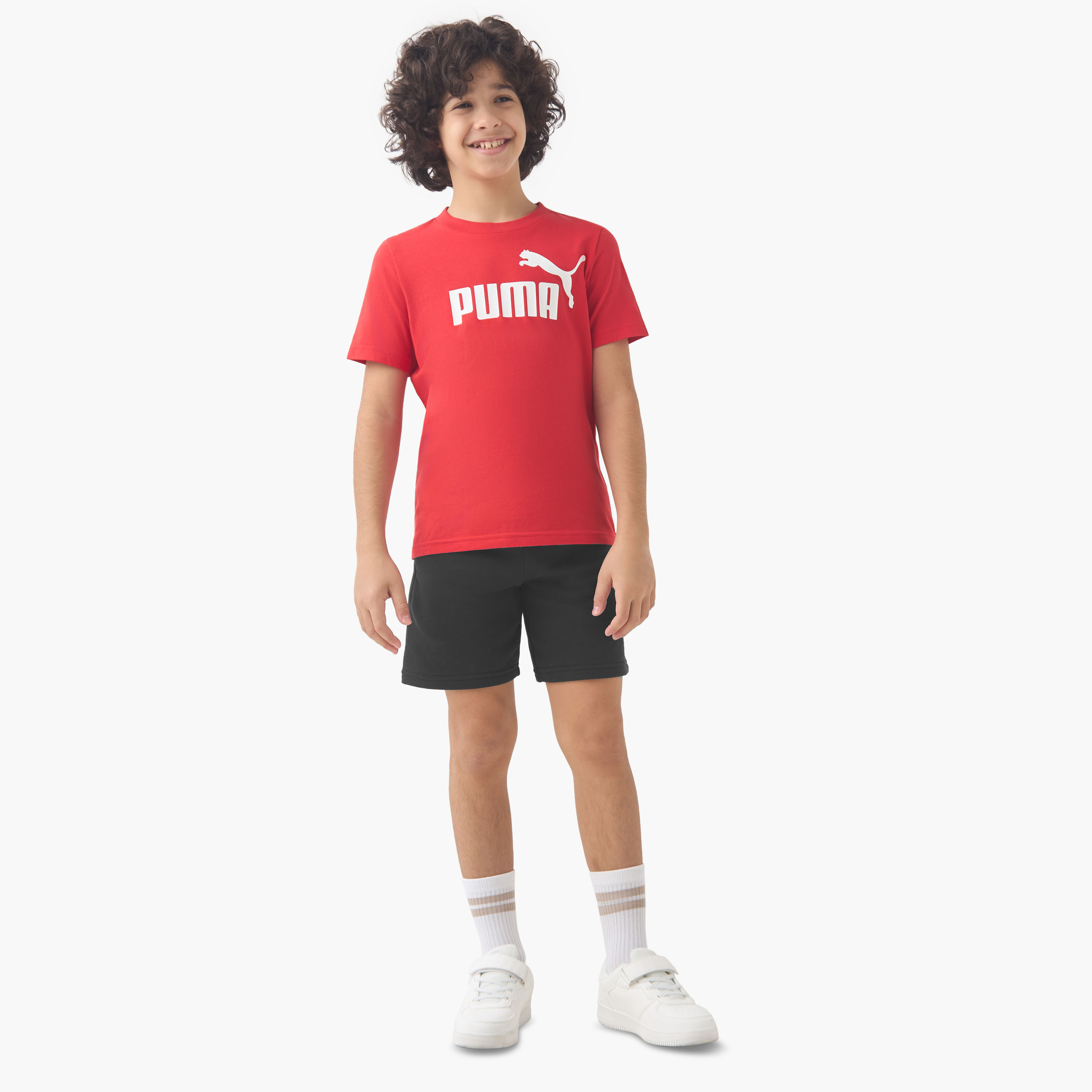 PUMA Boys Crew Neck T-shirt with Logo Print - Cotton - Short Sleeves-sports-boys-clothing-tops-image-2