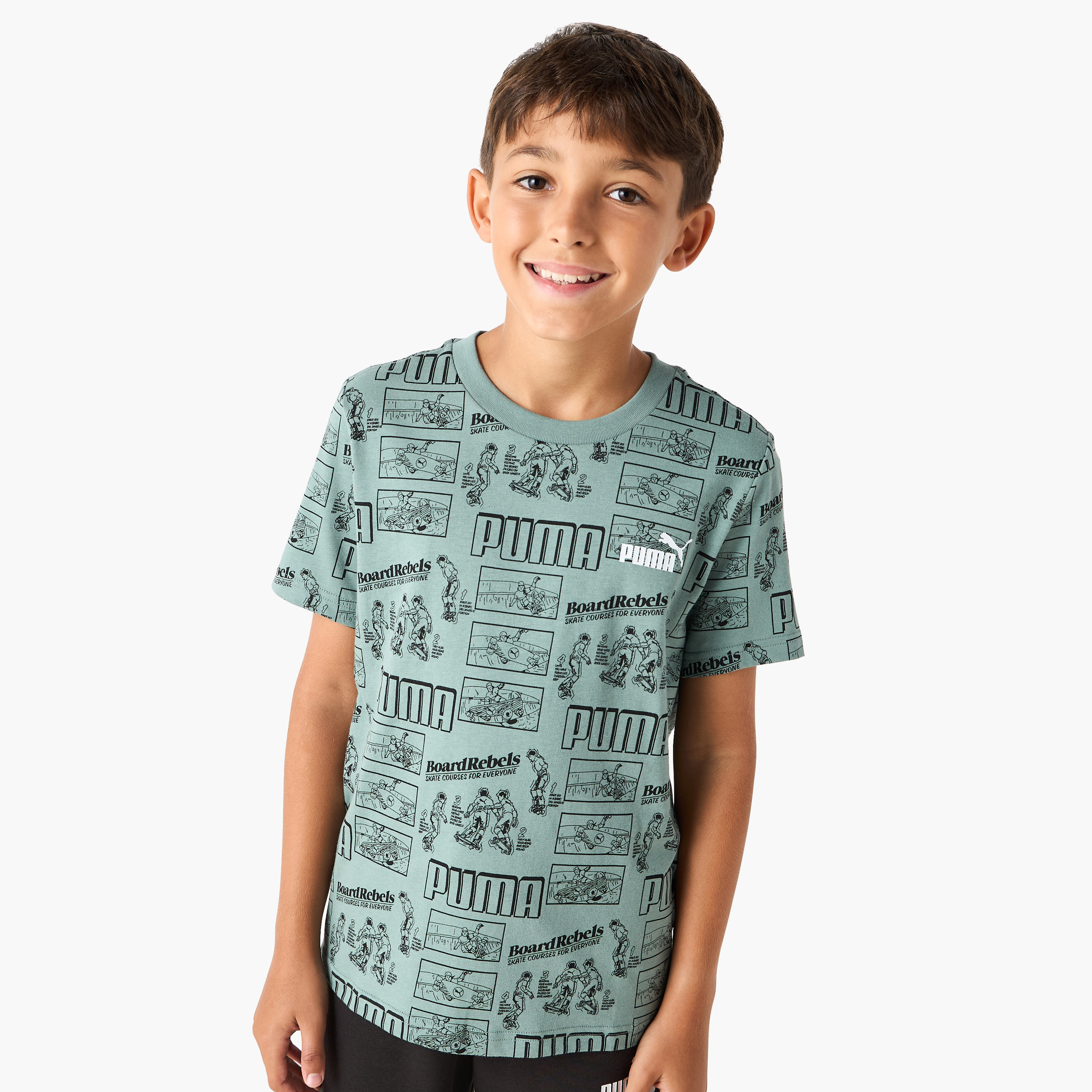 تيشيرت بياقة مستديرة وأكمام قصيرة وطبعات من بوما-sports-boys-clothing-tops-image-1