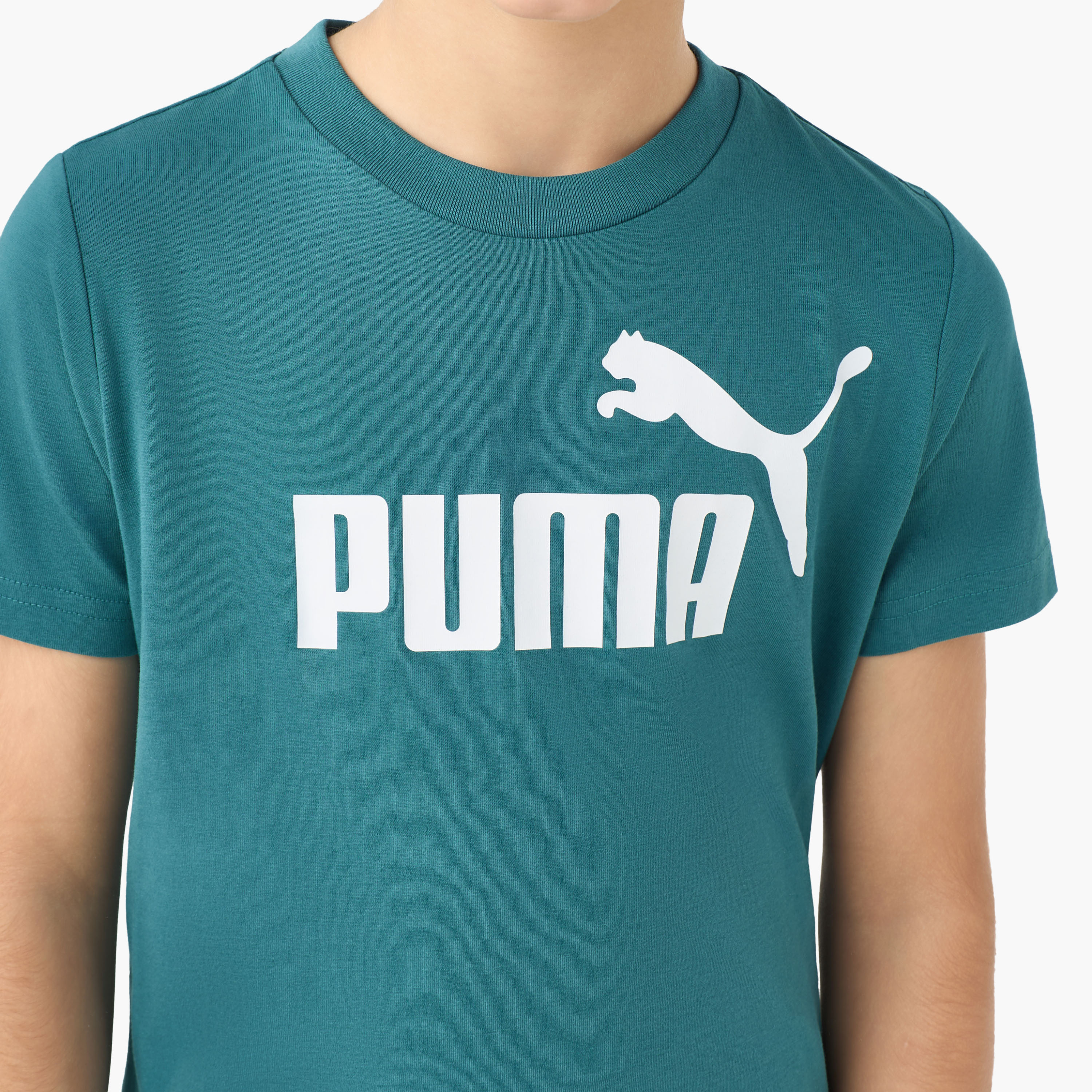 تيشيرت بياقة ضيقة وأكمام قصيرة وطبعات شعار من بوما-boys-clothing-sportswear-tops-image-1