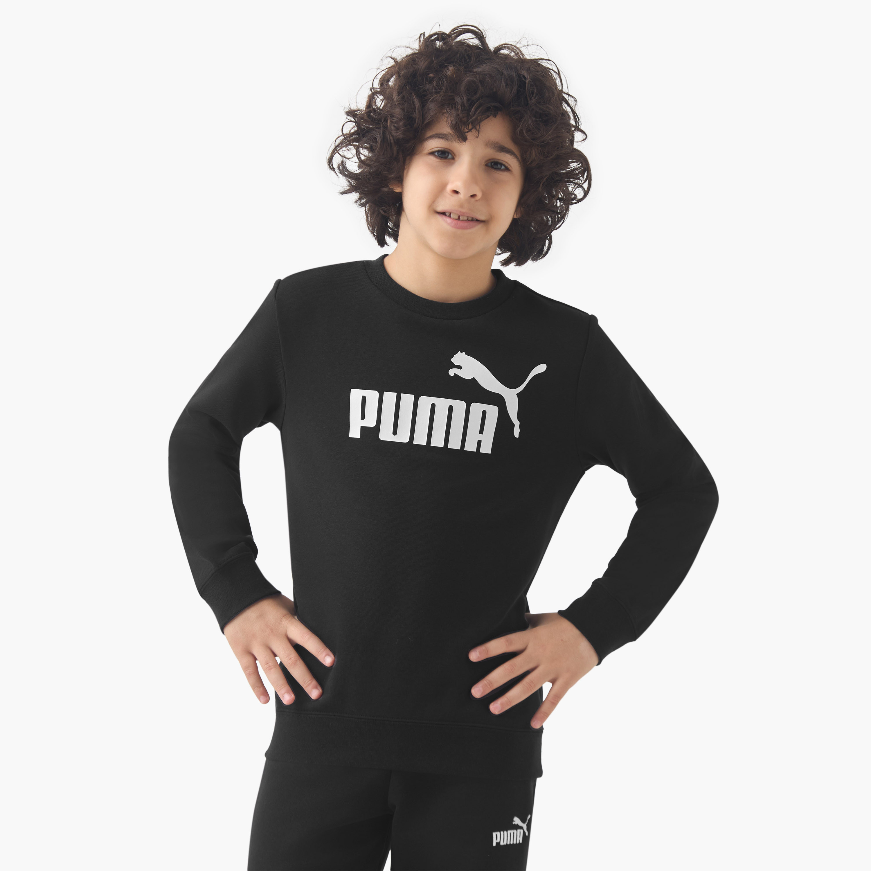 PUMA Logo Print Sweatshirt with Long Sleeves-boys-clothing-sweatshirts-image-1