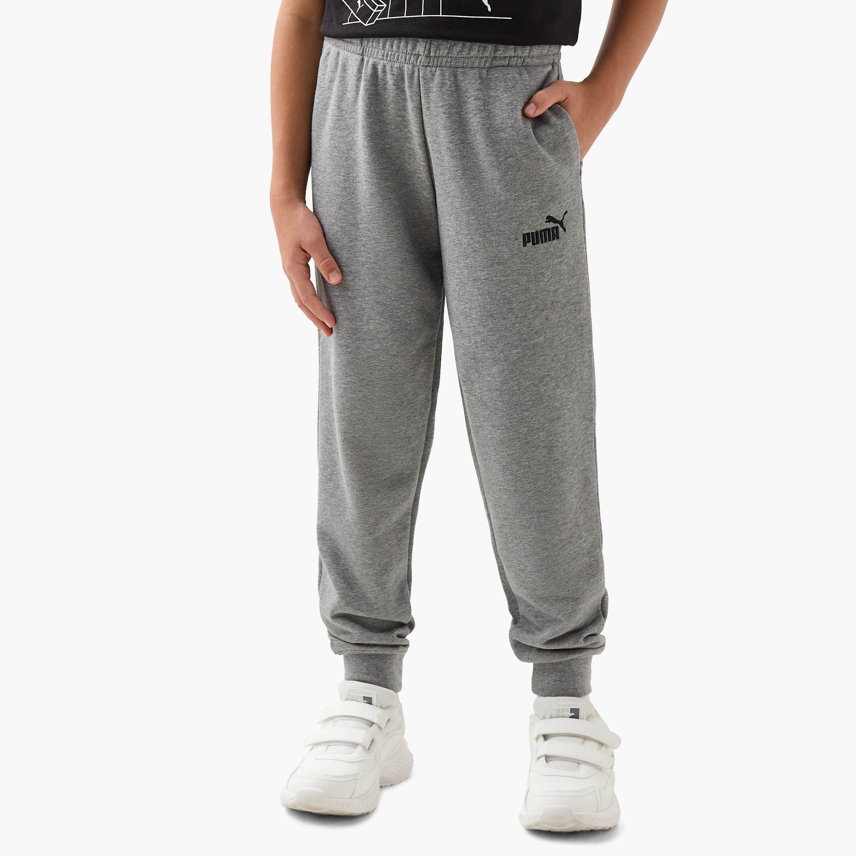 PUMA Logo Print Joggers with Elasticated Waistband and Pockets-boys-clothing-sportswear-bottoms-image-1