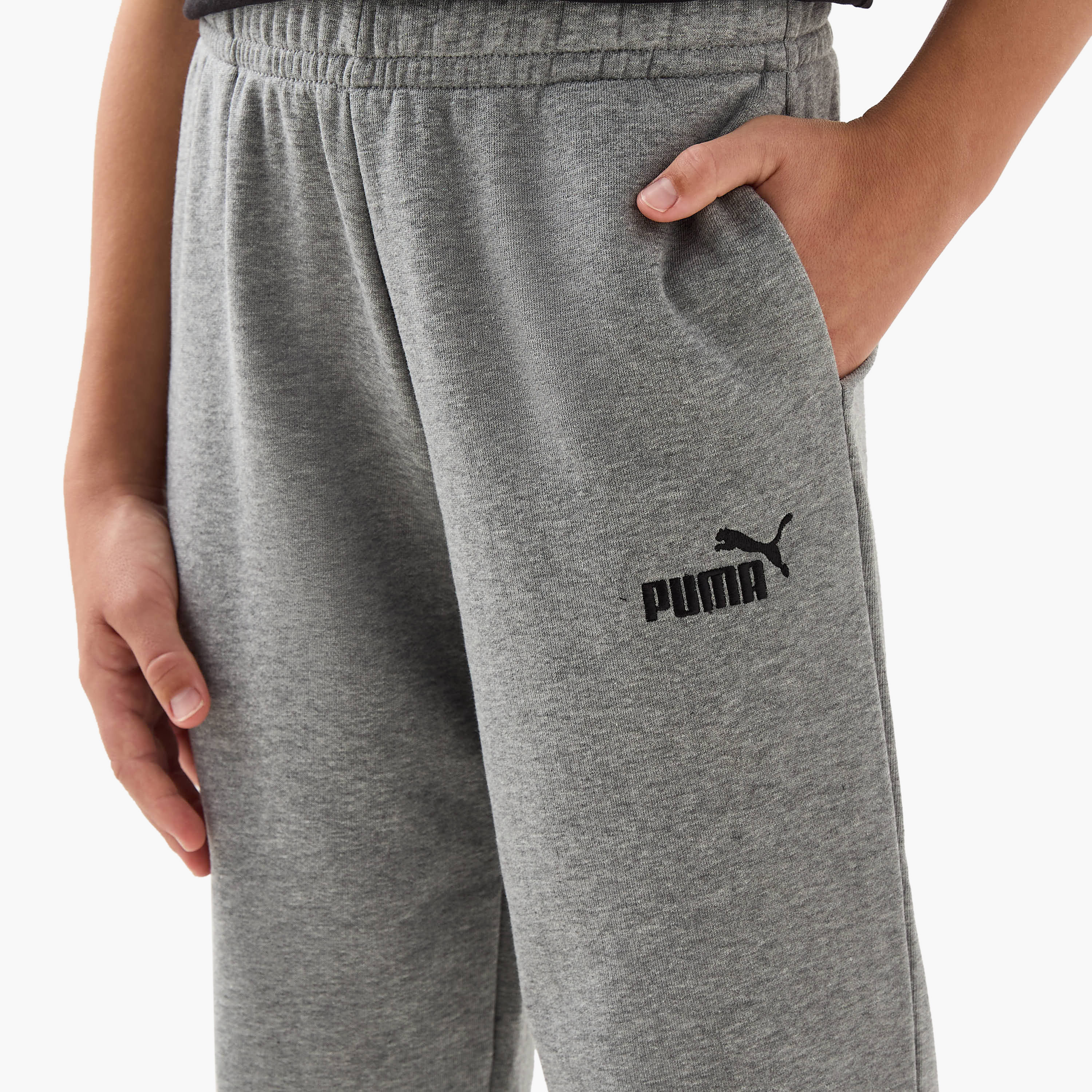 PUMA Logo Print Joggers with Elasticated Waistband and Pockets-boys-clothing-sportswear-bottoms-image-4