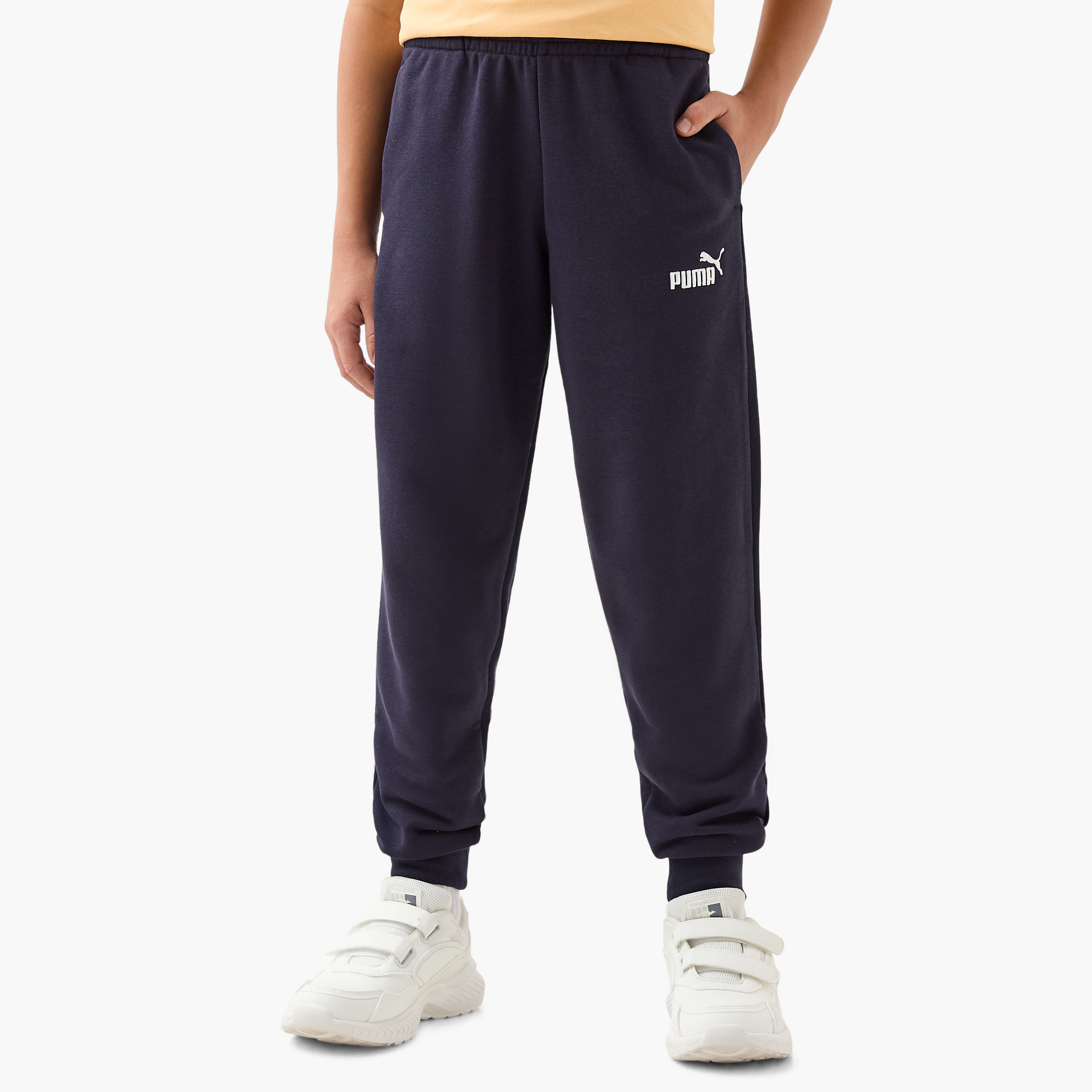 PUMA Logo Print Joggers with Elasticated Waistband and Pockets-boys-clothing-sportswear-bottoms-image-1