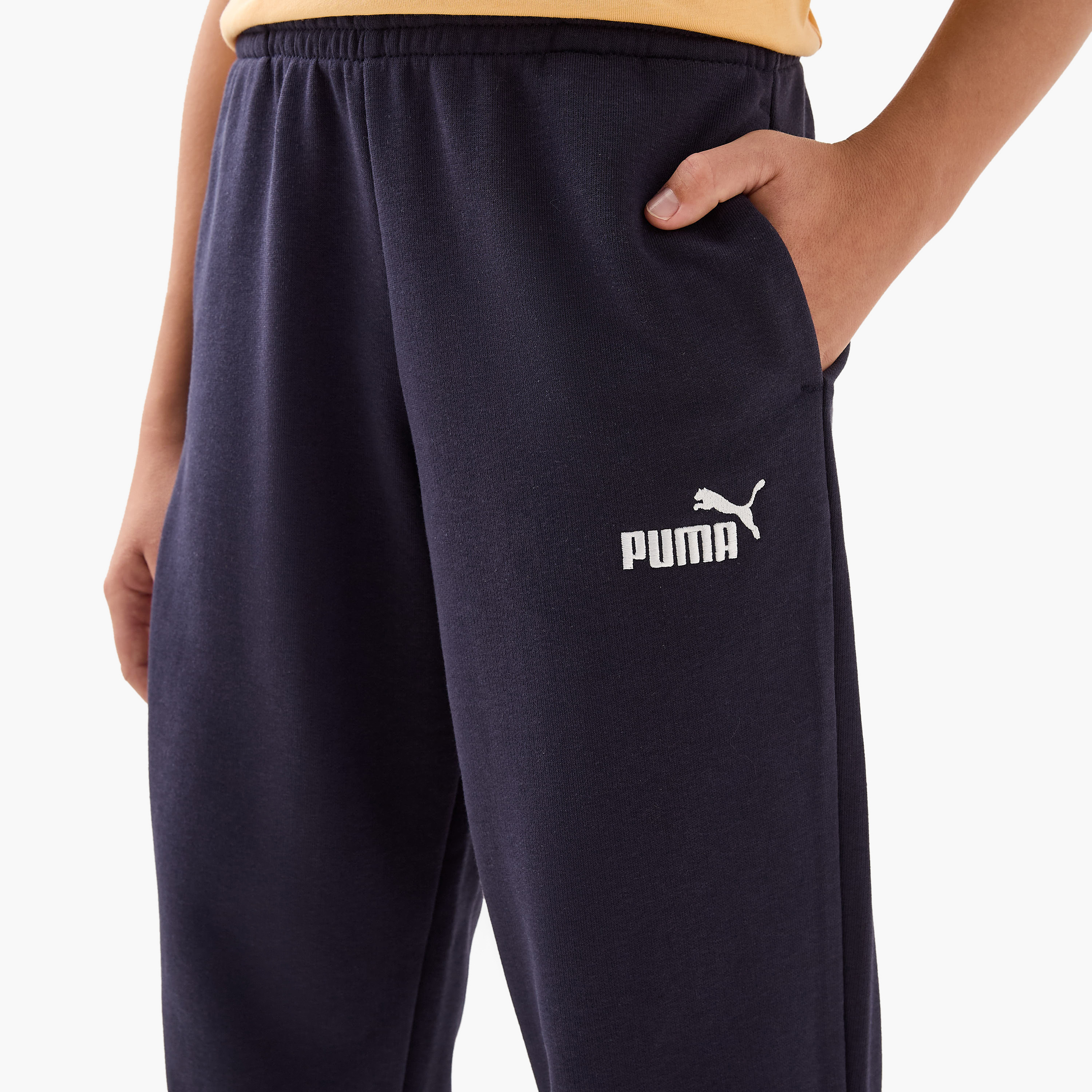 PUMA Logo Print Joggers with Elasticated Waistband and Pockets-boys-clothing-sportswear-bottoms-image-4