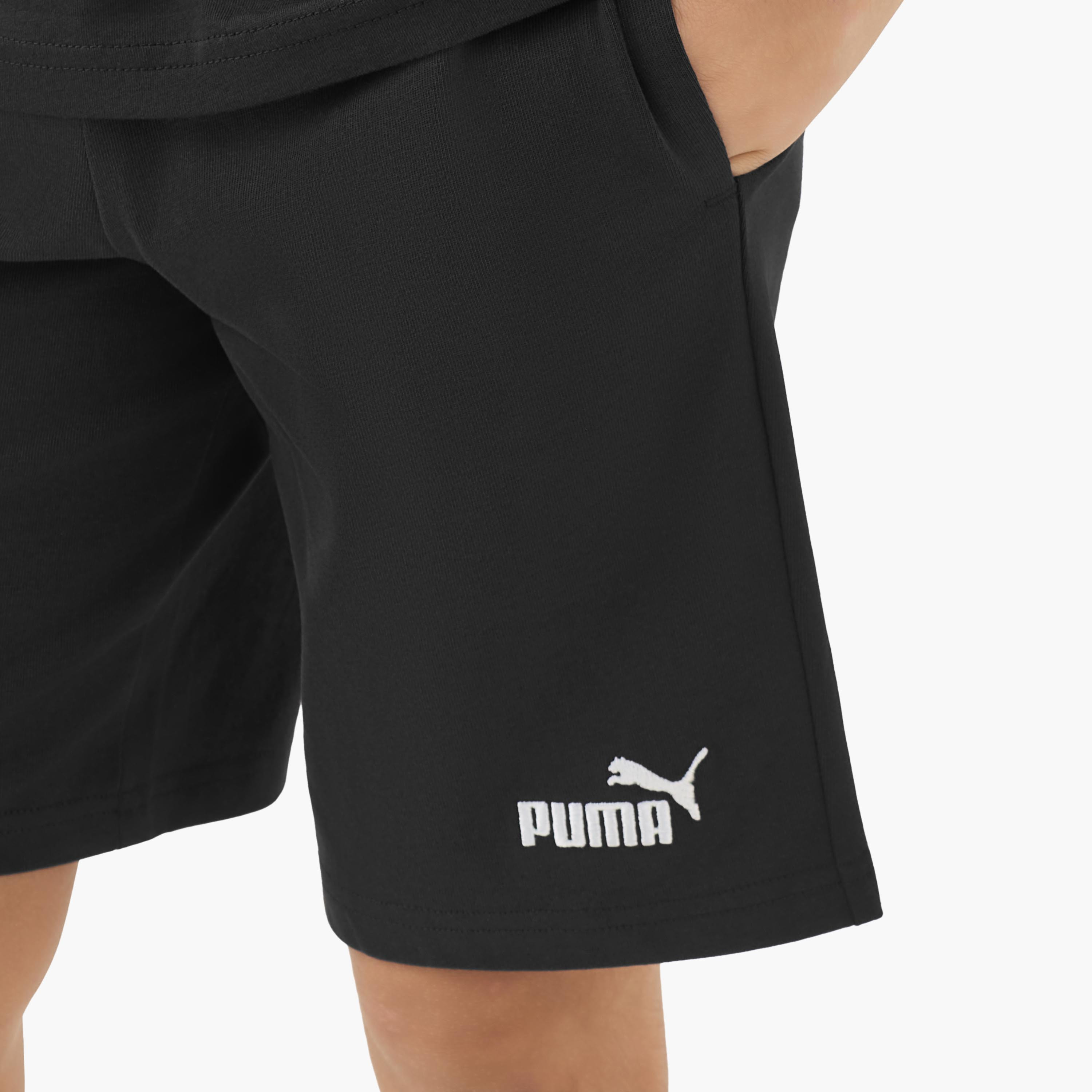 PUMA Knee Length Elasticated Shorts with Logo Print-sports-boys-clothing-bottoms-shorts-image-4