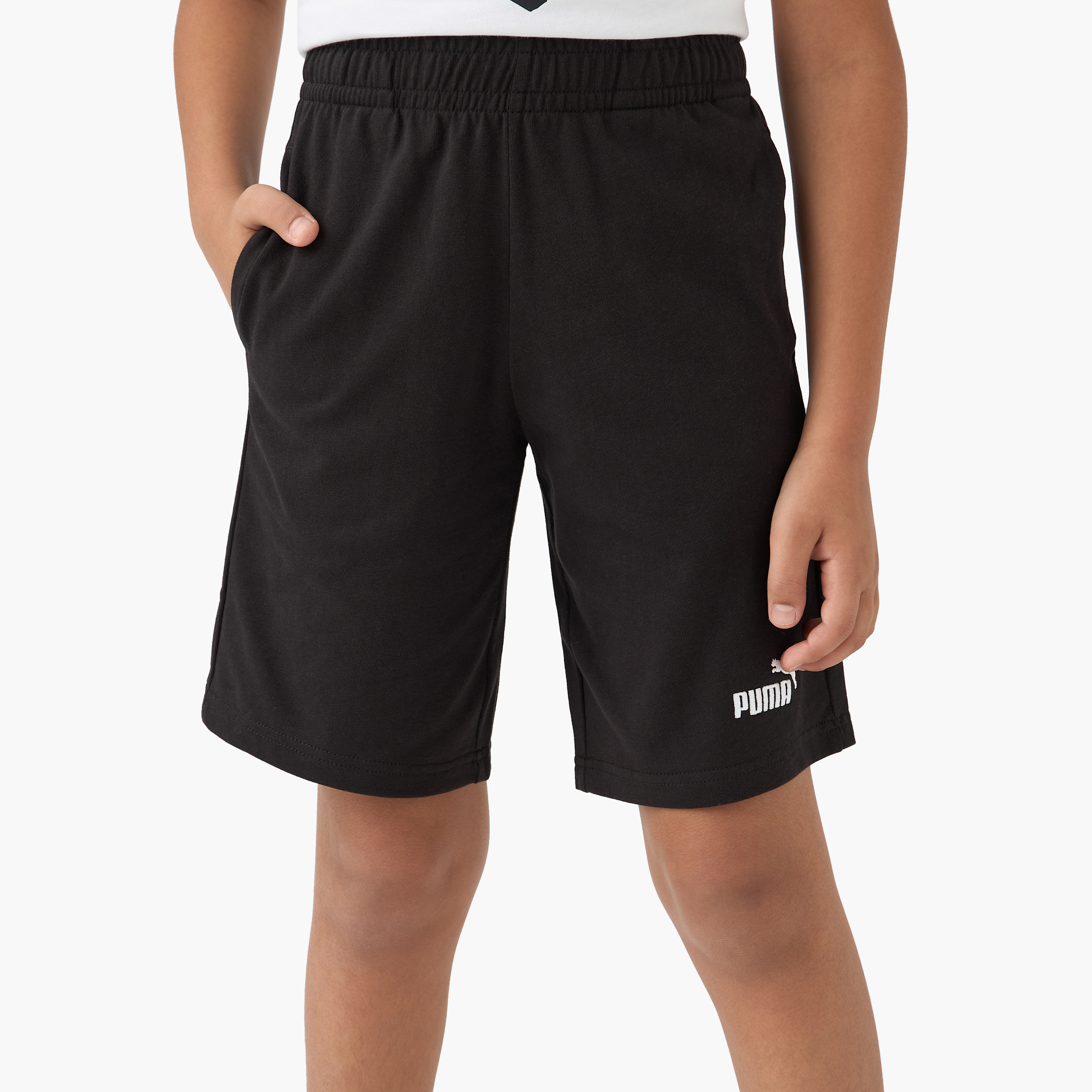PUMA Logo Detail Shorts with Elasticated Waistband-boys-clothing-sportswear-bottoms-image-1