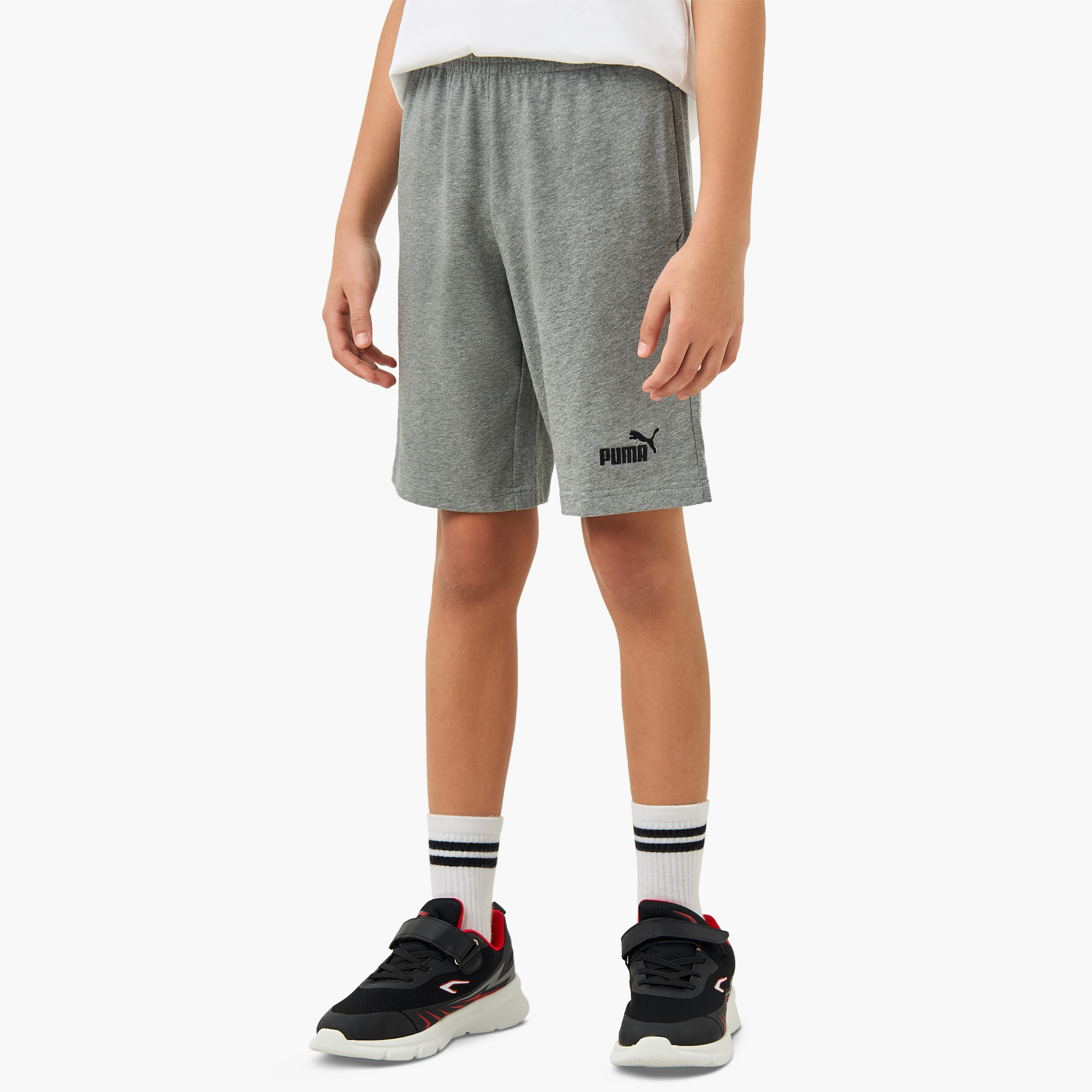 PUMA Logo Embroidered Shorts with Drawstring Closure and Pockets-boys-clothing-sportswear-bottoms-image-1