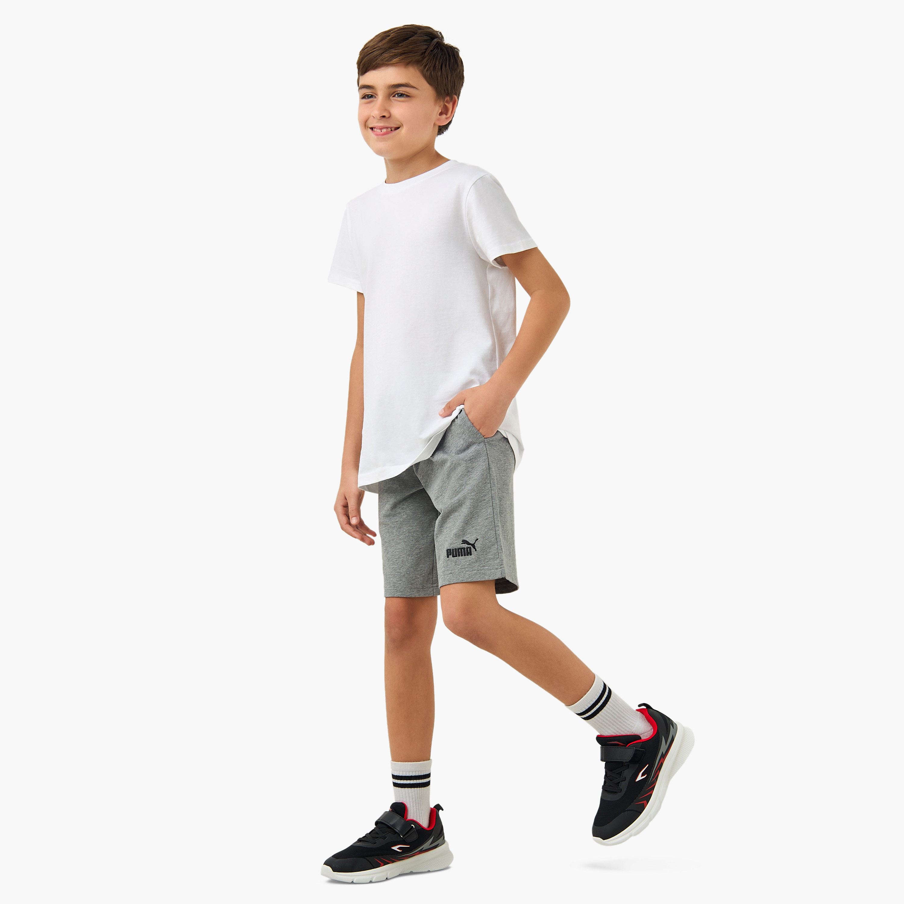 PUMA Logo Embroidered Shorts with Drawstring Closure and Pockets-boys-clothing-sportswear-bottoms-image-2