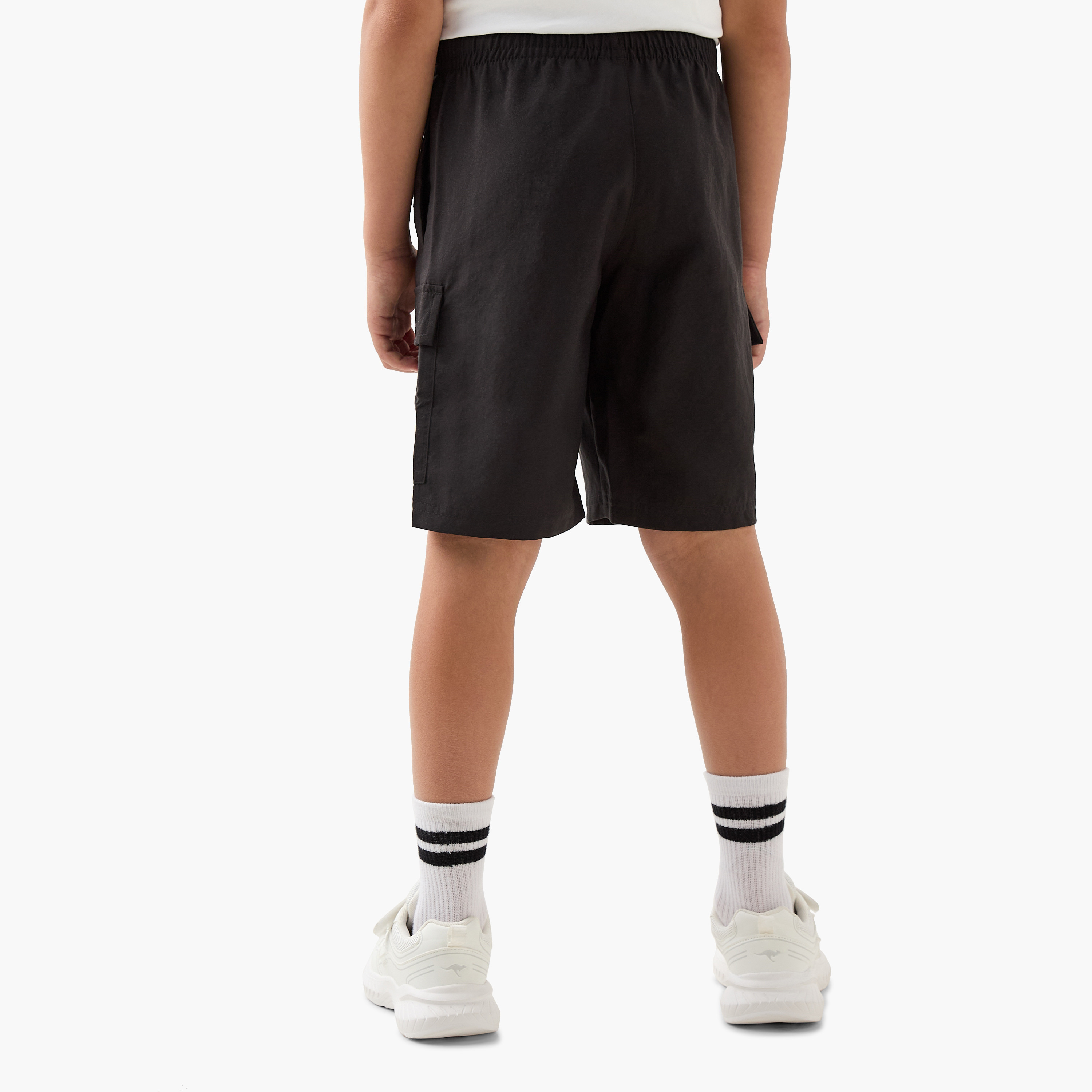 PUMA Logo Print Cargo Shorts with Elasticated Waistband and Pockets-sports-boys-clothing-bottoms-shorts-image-3