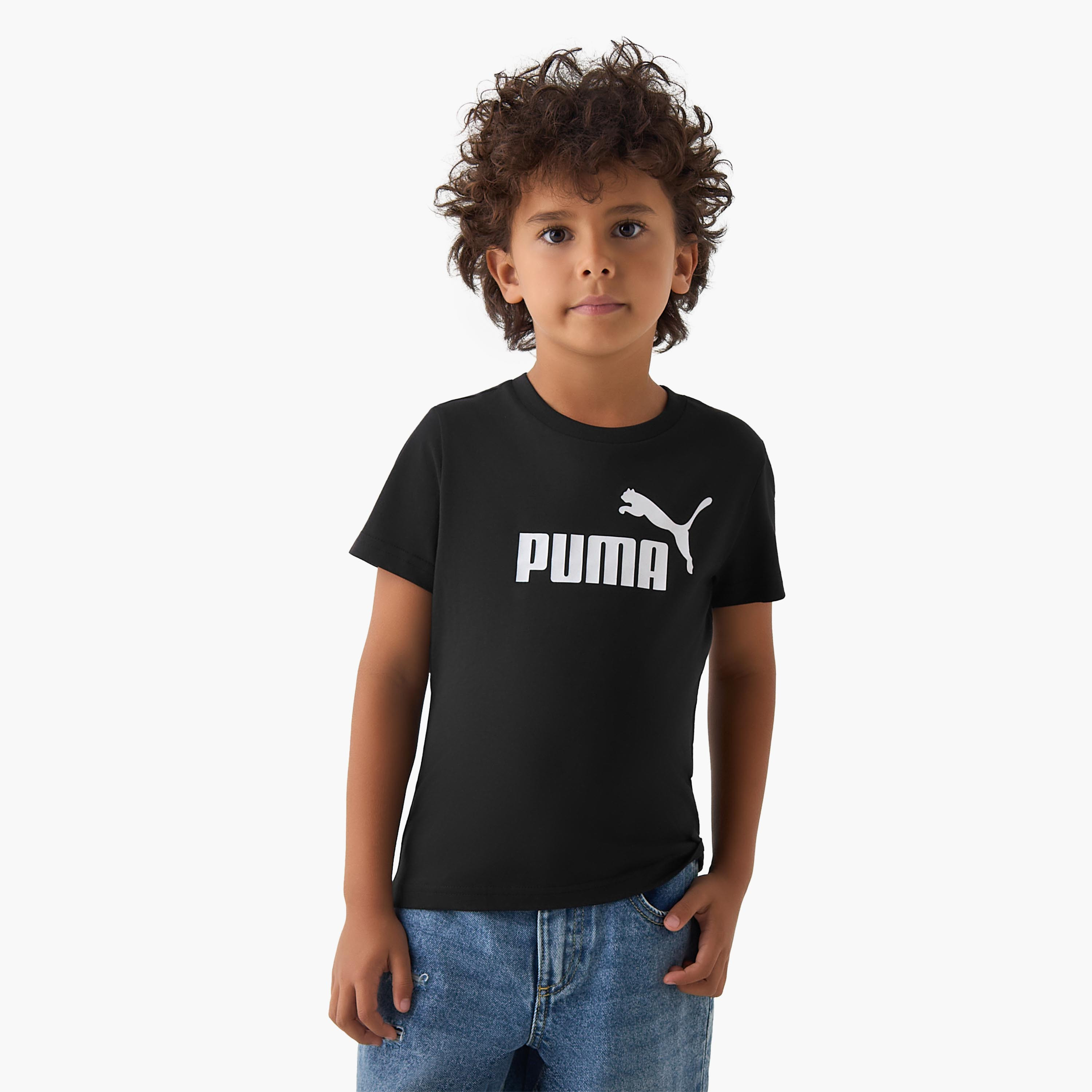 PUMA Crew Neck Short Sleeves T-shirt with Logo Print-boys-clothing-sportswear-tops-image-1
