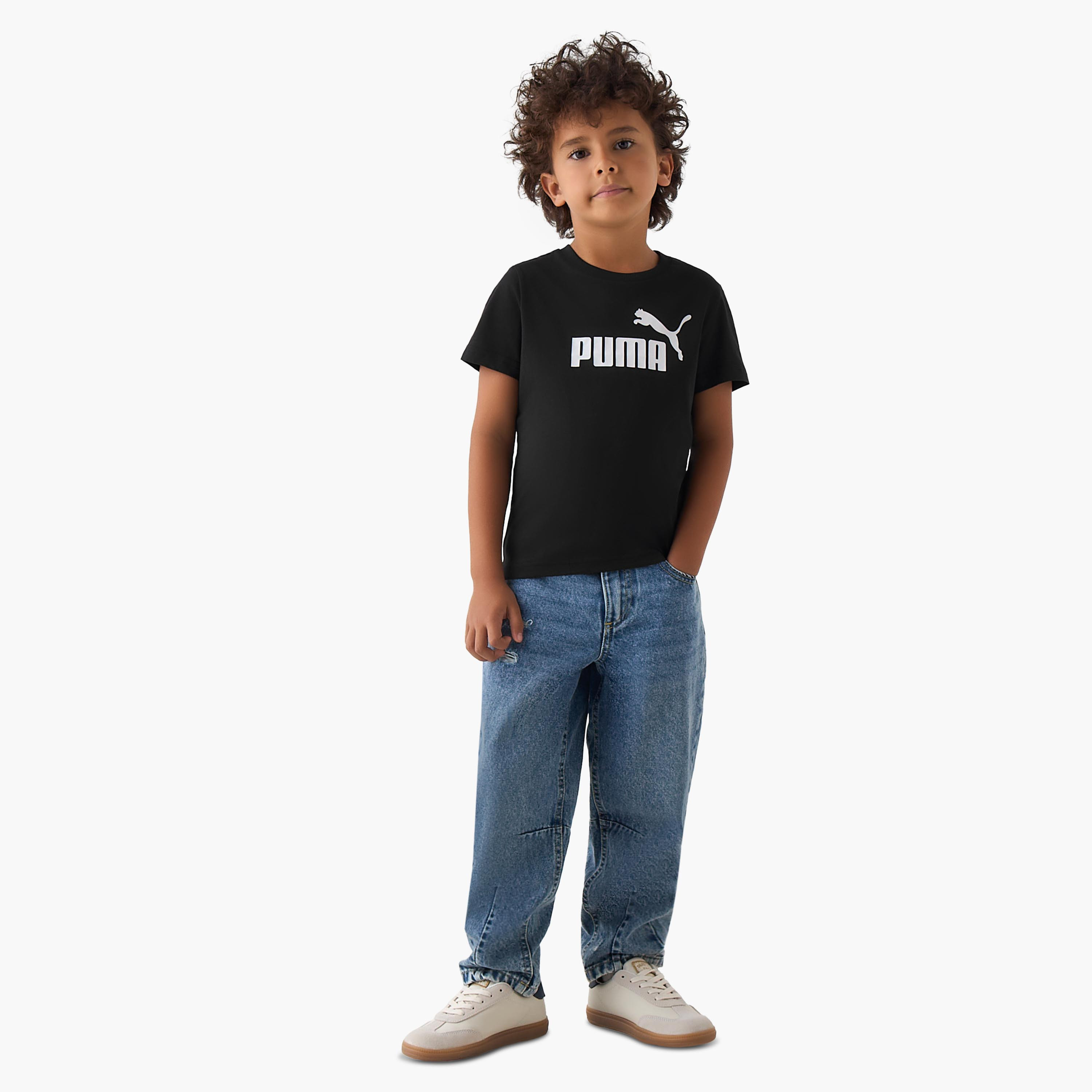 PUMA Crew Neck Short Sleeves T-shirt with Logo Print-boys-clothing-sportswear-tops-image-2