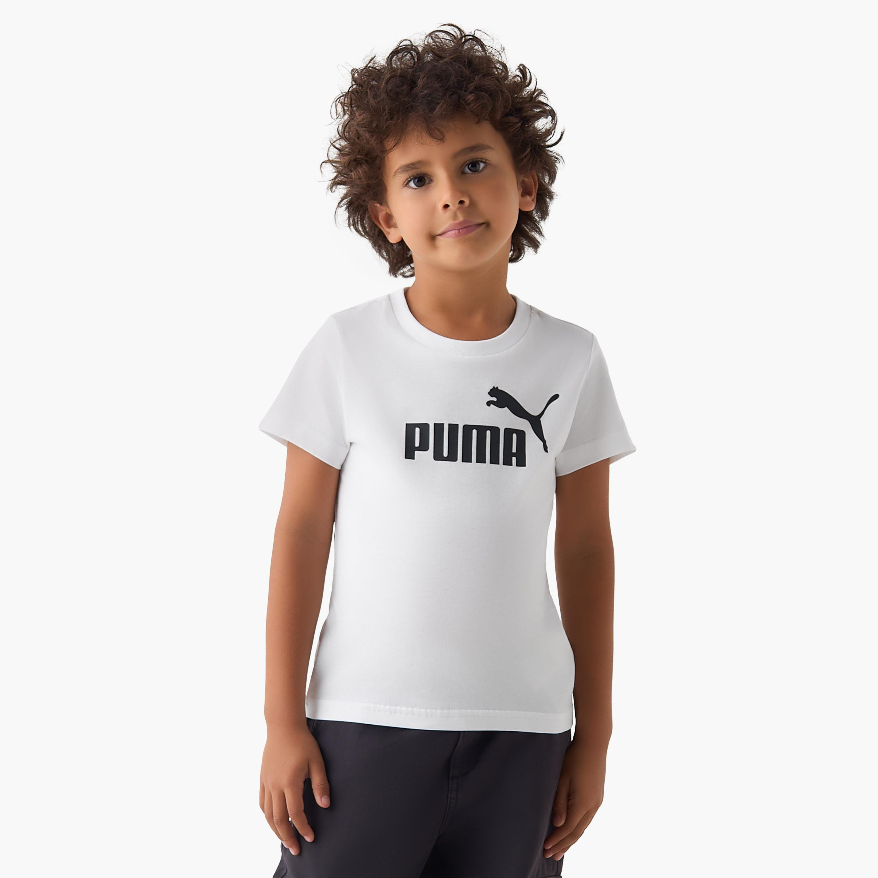PUMA Crew Neck Short Sleeves T-shirt with Logo Print-boys-clothing-sportswear-tops-image-1
