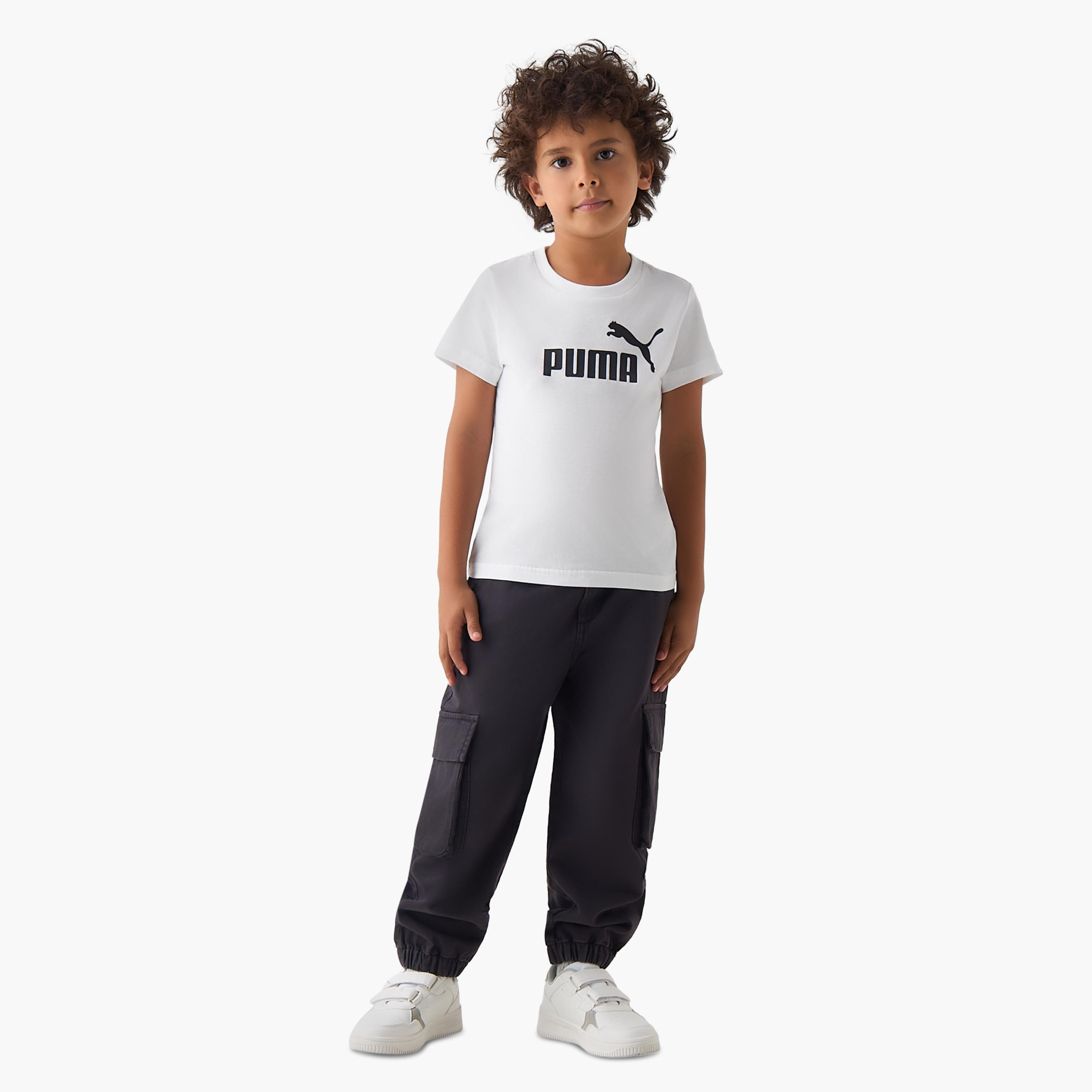 PUMA Crew Neck Short Sleeves T-shirt with Logo Print-boys-clothing-sportswear-tops-image-2