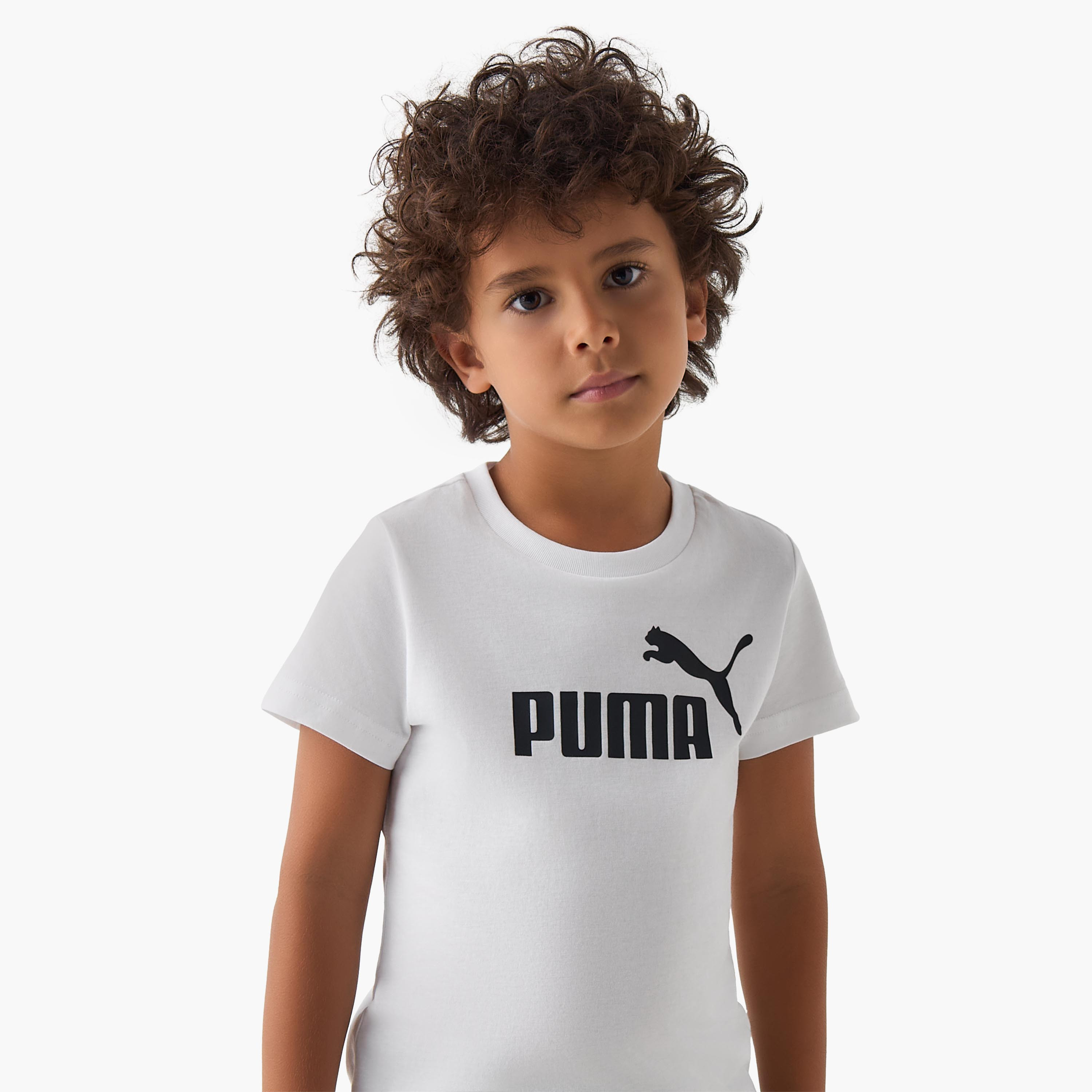 PUMA Crew Neck Short Sleeves T-shirt with Logo Print-boys-clothing-sportswear-tops-image-4