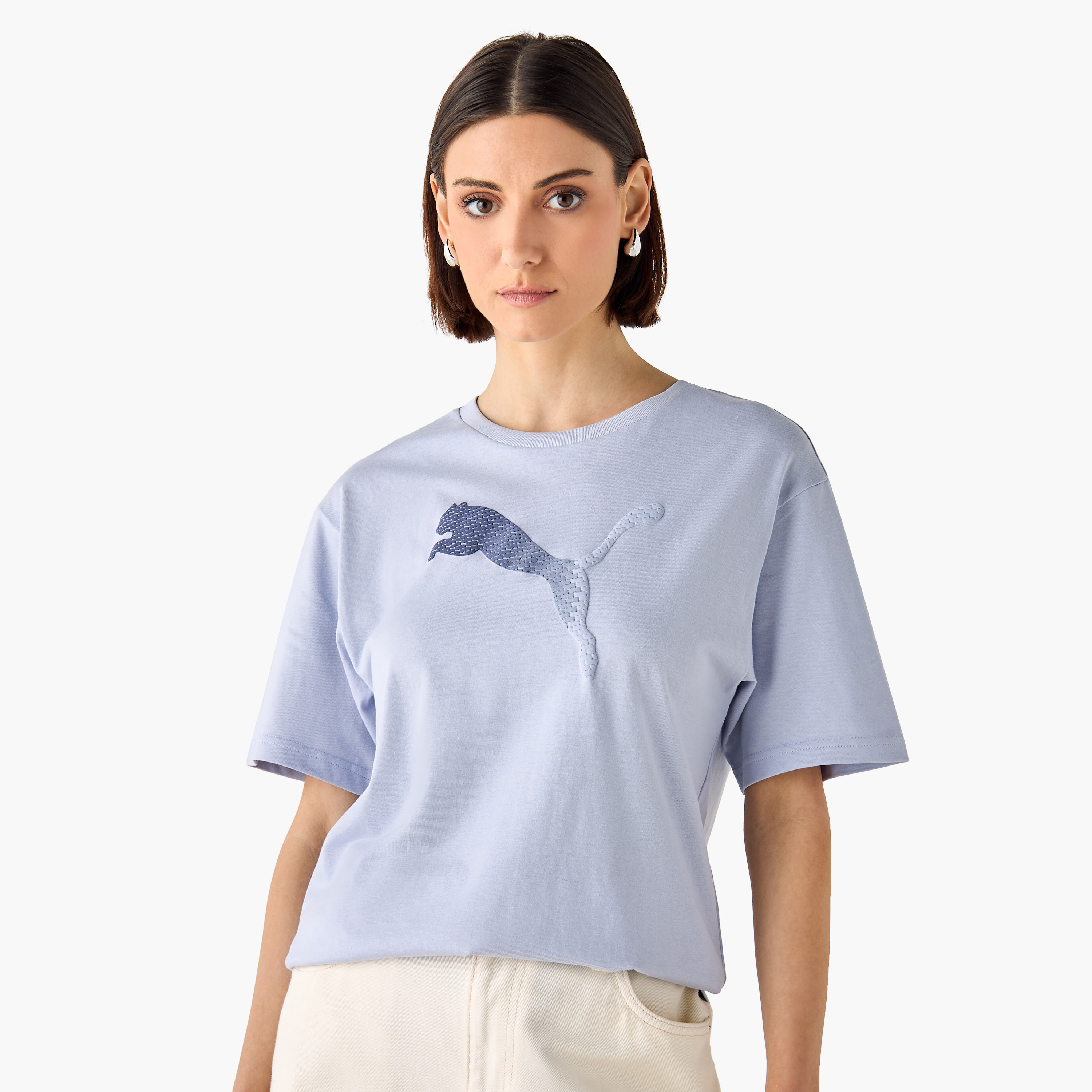 Puma Women's Her Graphic Relaxed Fit Tee 685054 | OE-women-clothing-tshirts-image-1
