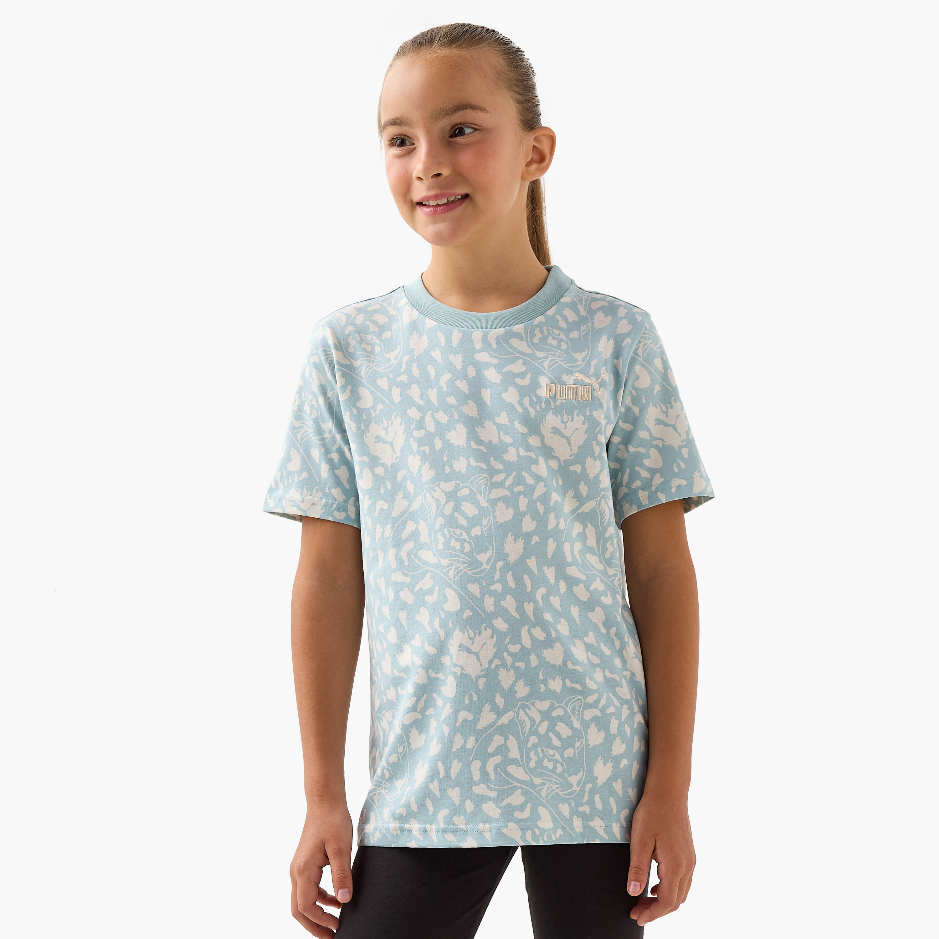 PUMA All-Over Print T-shirt with Short Sleeves-girls-clothing-tshirts-image-1