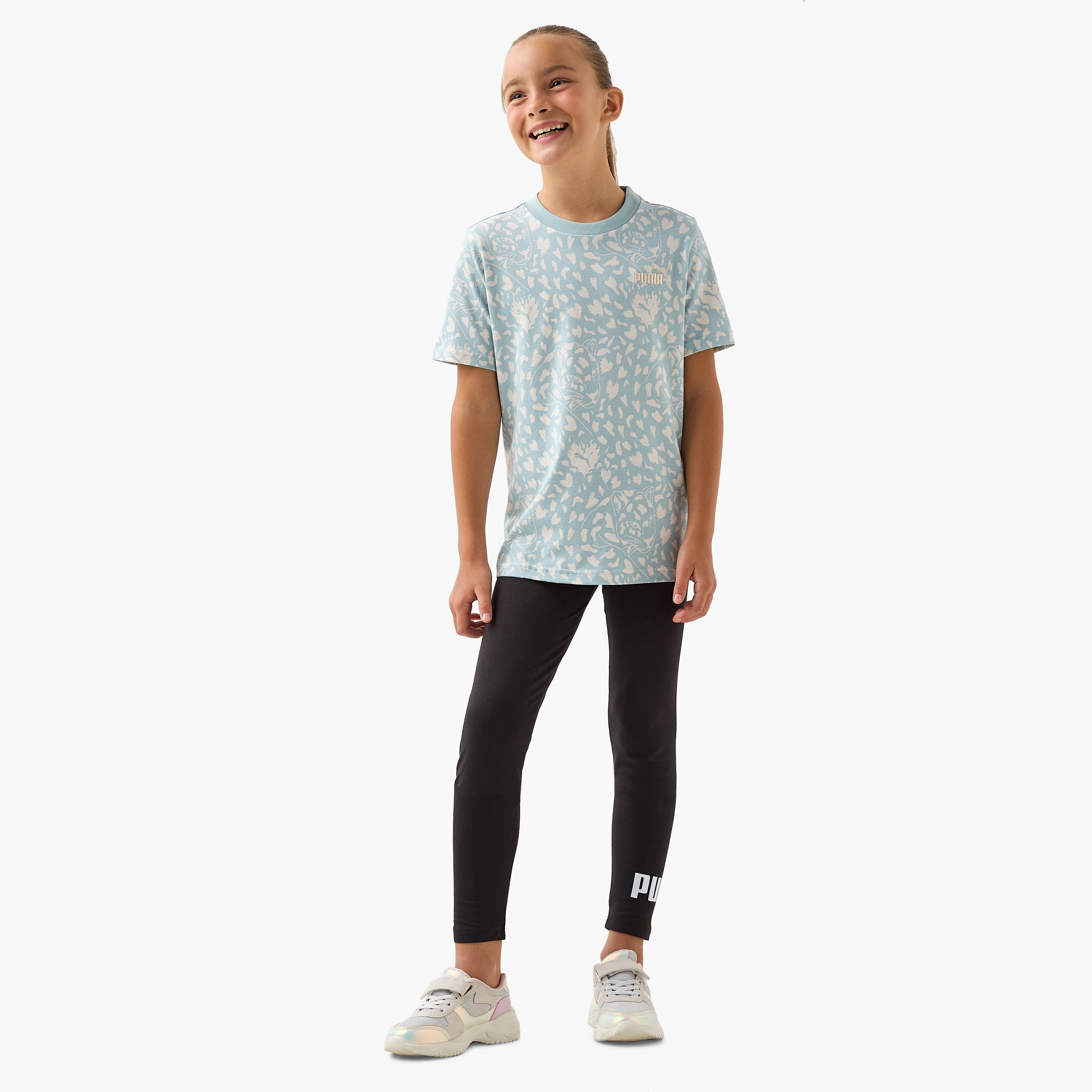 PUMA All-Over Print T-shirt with Short Sleeves-girls-clothing-tshirts-image-2