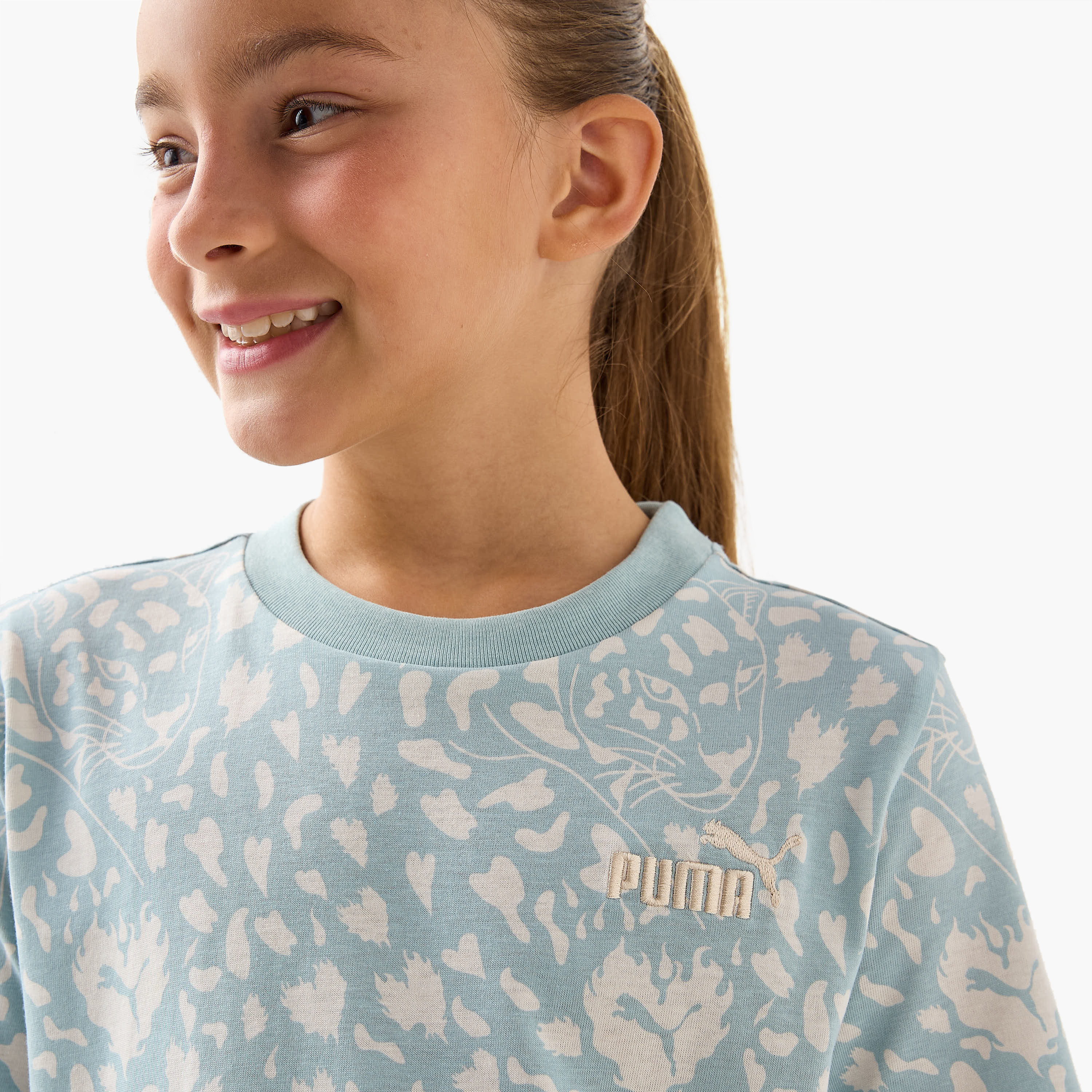 PUMA All-Over Print T-shirt with Short Sleeves-girls-clothing-tshirts-image-4