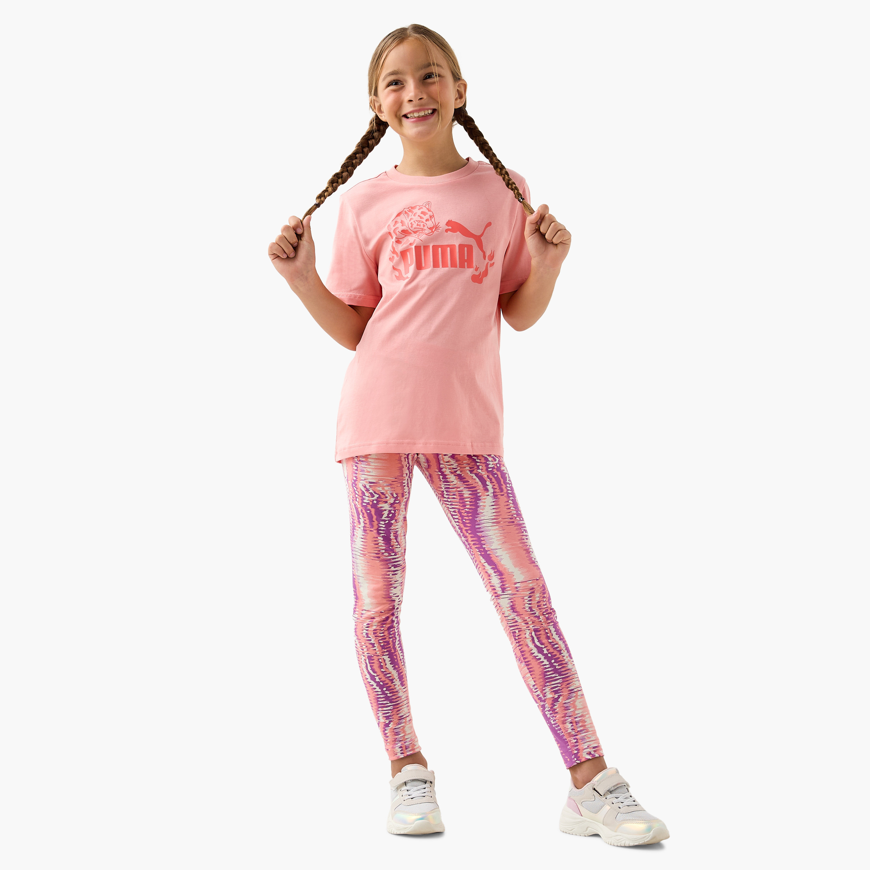 PUMA Logo Print T-shirt with Short Sleeves-girls-clothing-tshirts-image-2