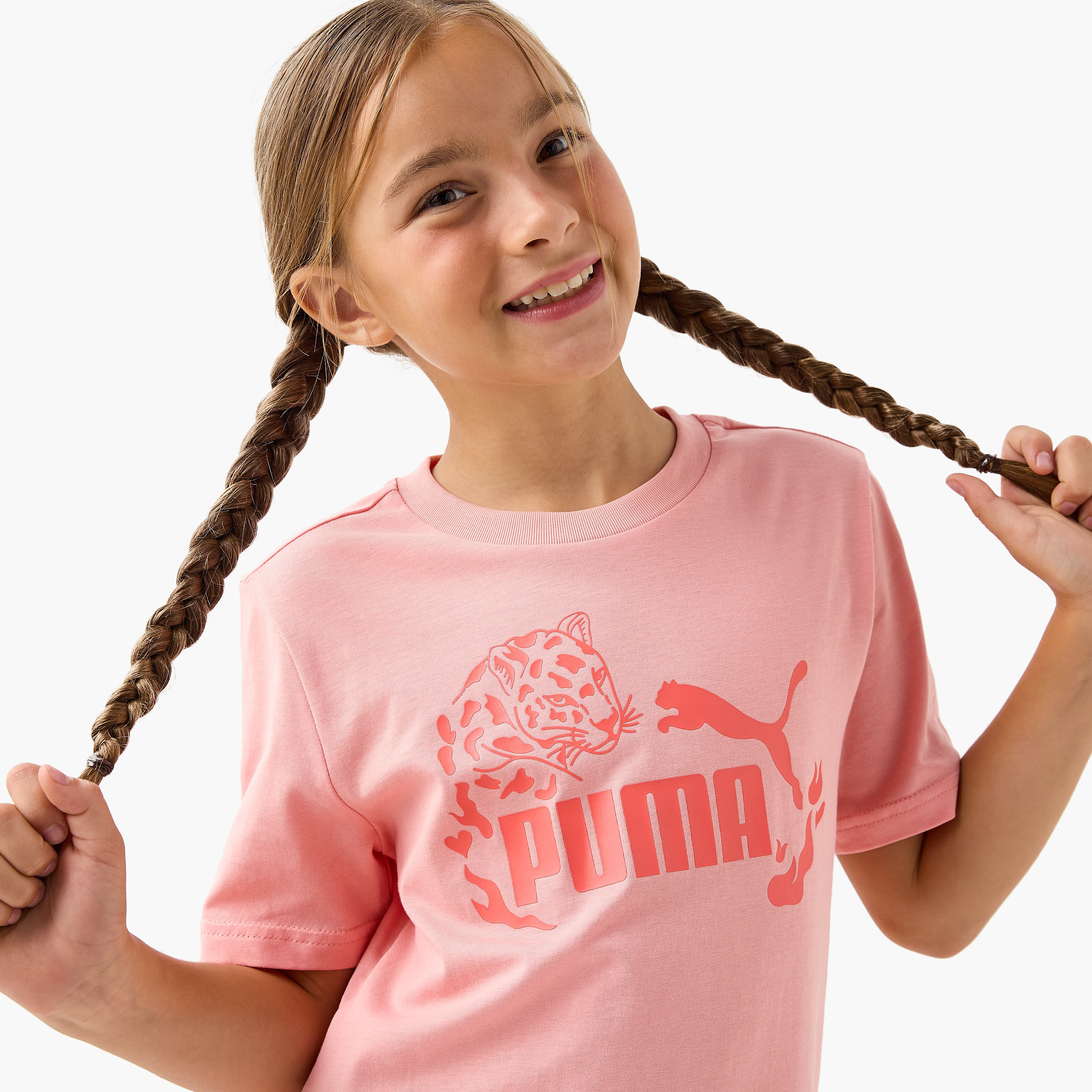 PUMA Logo Print T-shirt with Short Sleeves-girls-clothing-tshirts-image-4