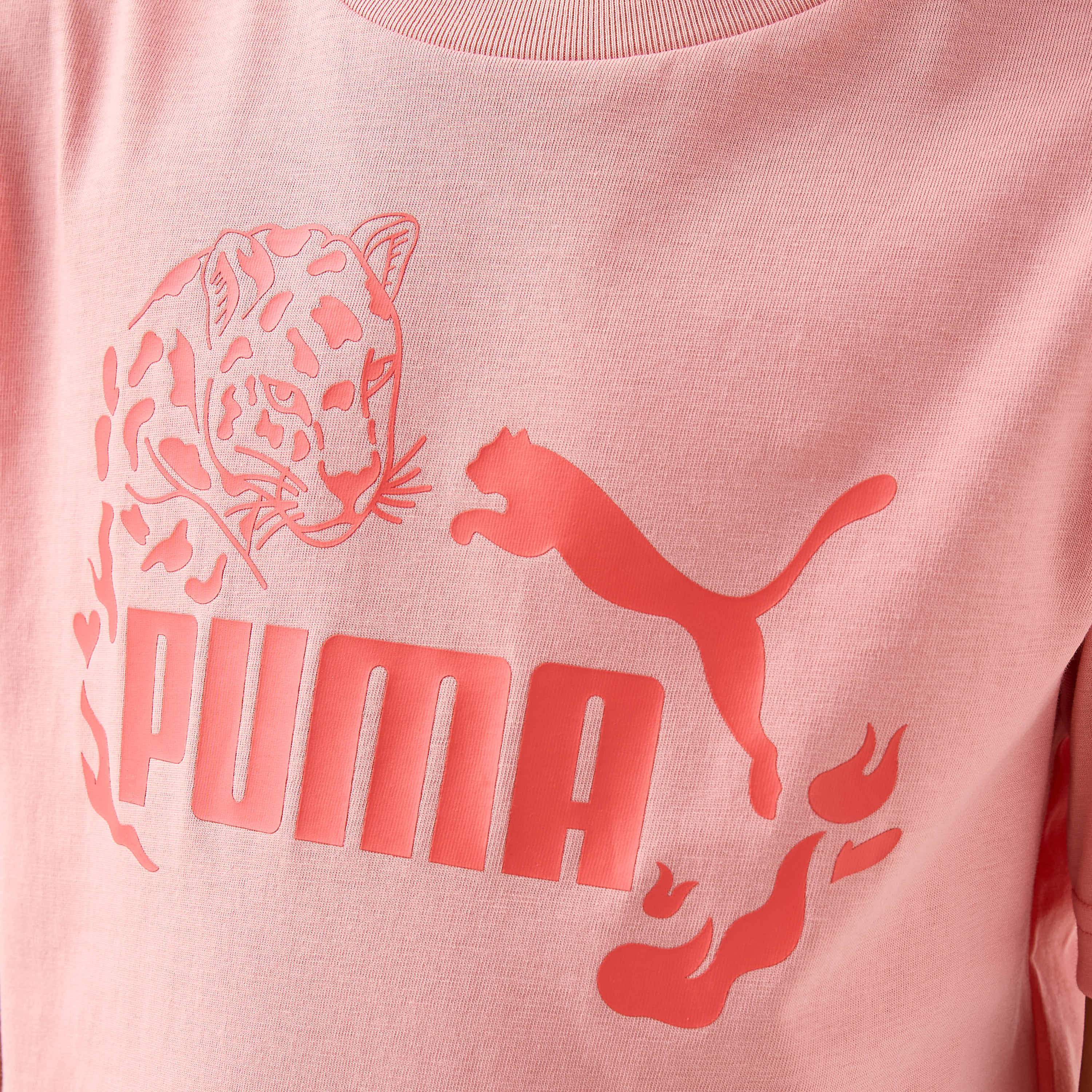 PUMA Logo Print T-shirt with Short Sleeves-girls-clothing-tshirts-image-5