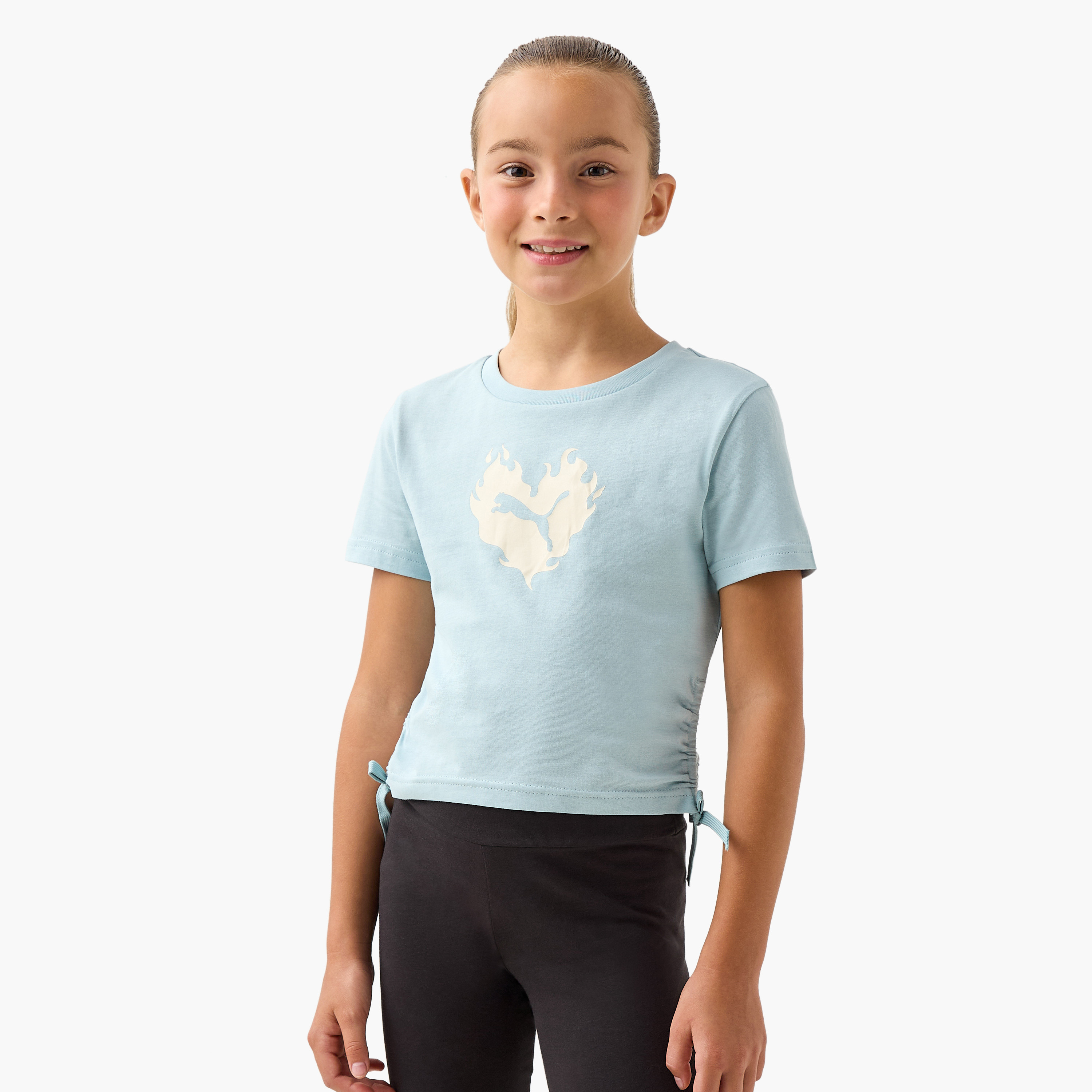 PUMA Logo Print T-shirt with Short Sleeves-girls-clothing-tshirts-image-1