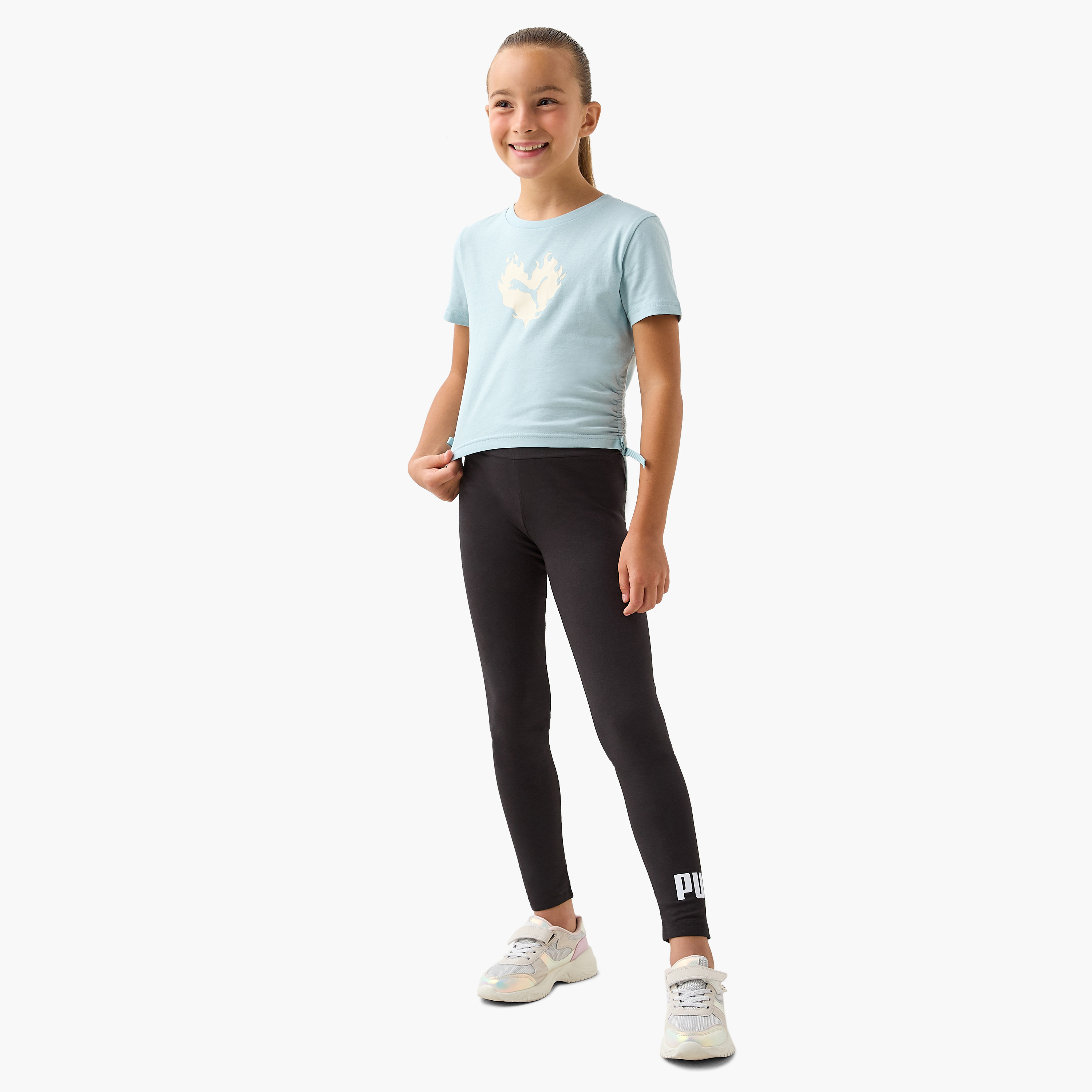 PUMA Logo Print T-shirt with Short Sleeves-girls-clothing-tshirts-image-2