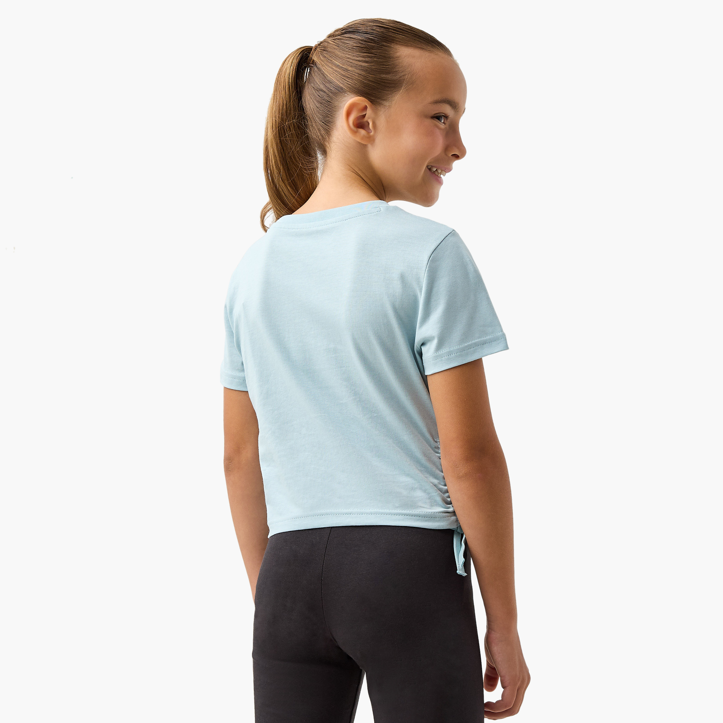 PUMA Logo Print T-shirt with Short Sleeves-girls-clothing-tshirts-image-3