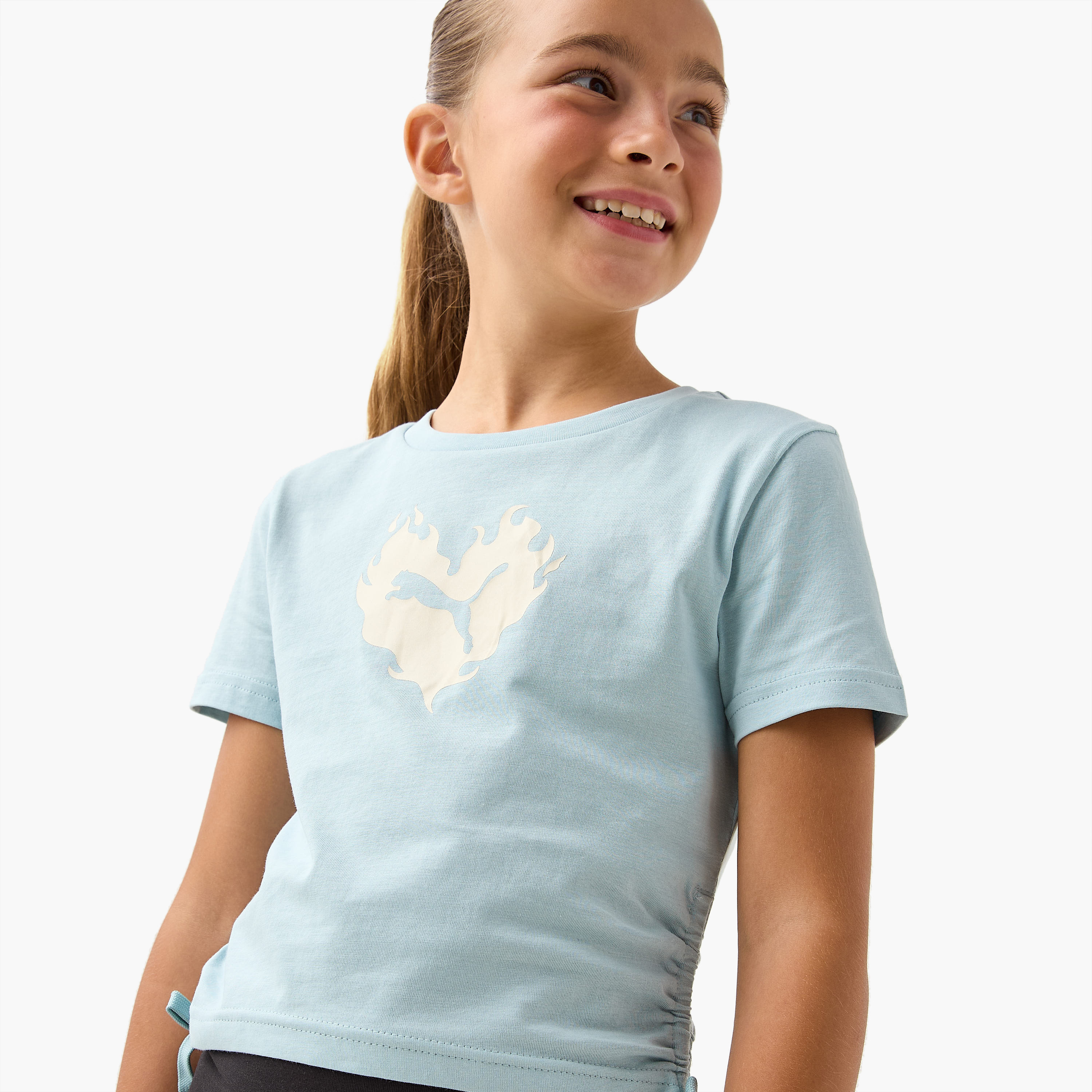 PUMA Logo Print T-shirt with Short Sleeves-girls-clothing-tshirts-image-4