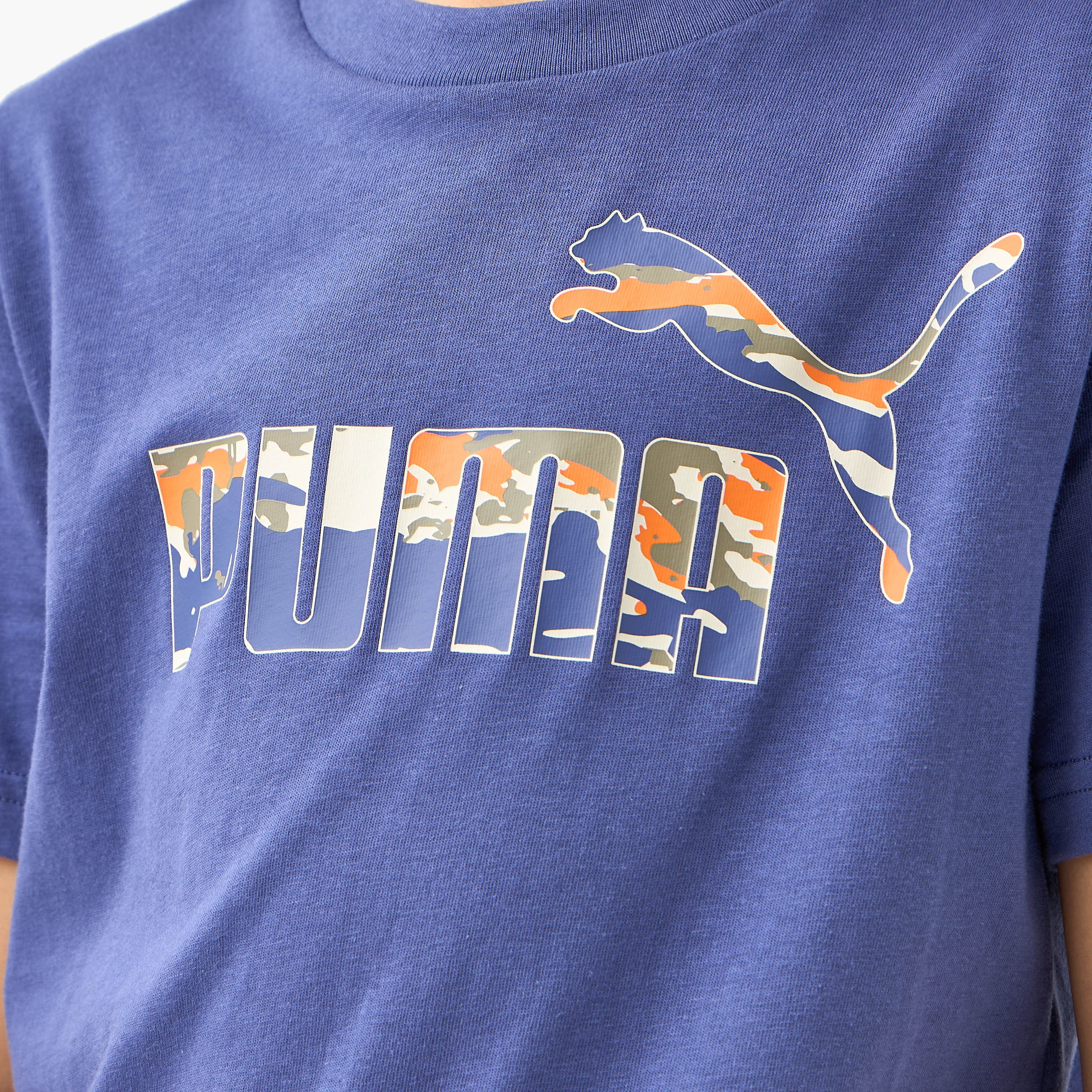 PUMA Logo Print T-shirt with Short Sleeves-boys-clothing-sportswear-tops-image-5