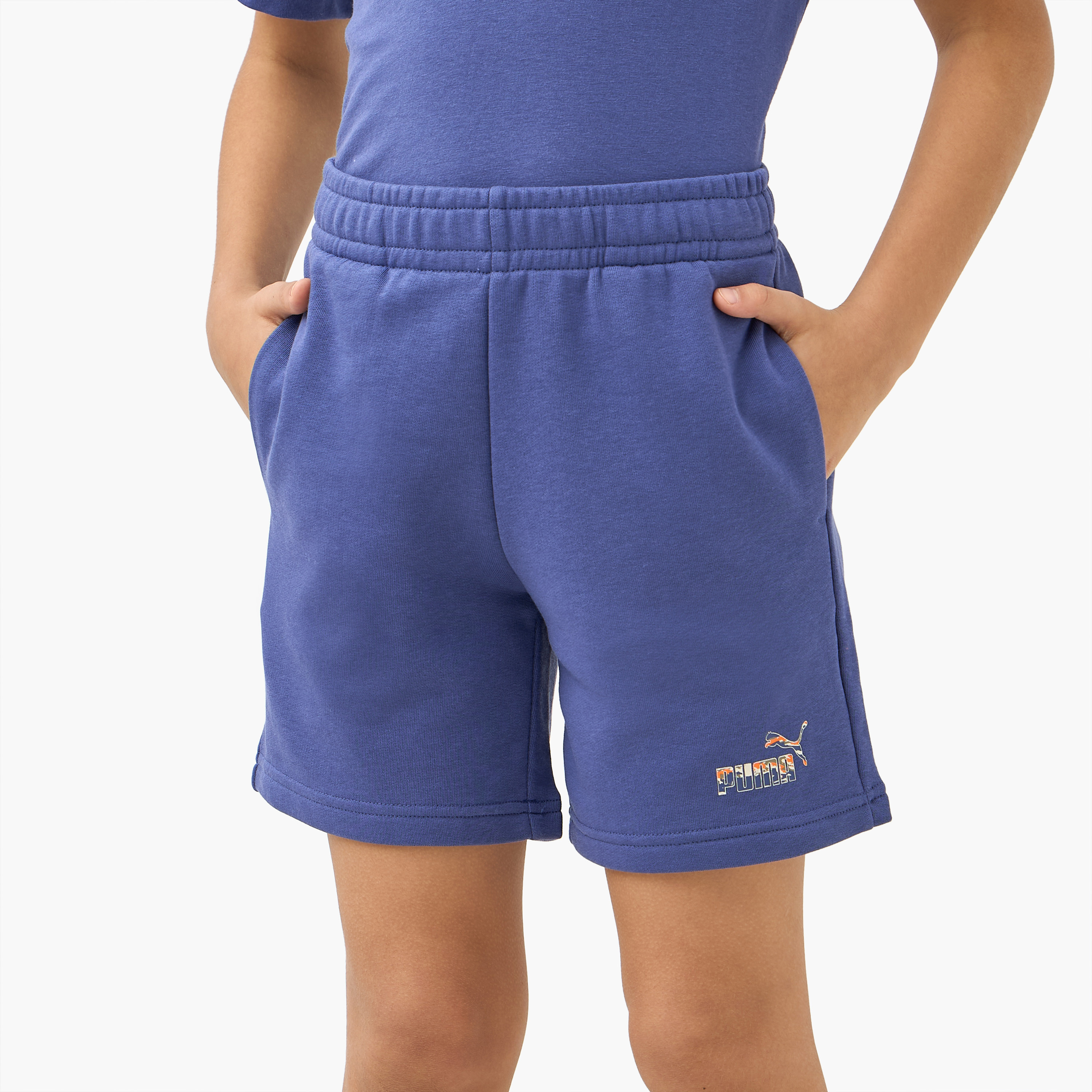 PUMA Logo Print Shorts with Elasticated Waist-boys-clothing-sportswear-bottoms-image-1