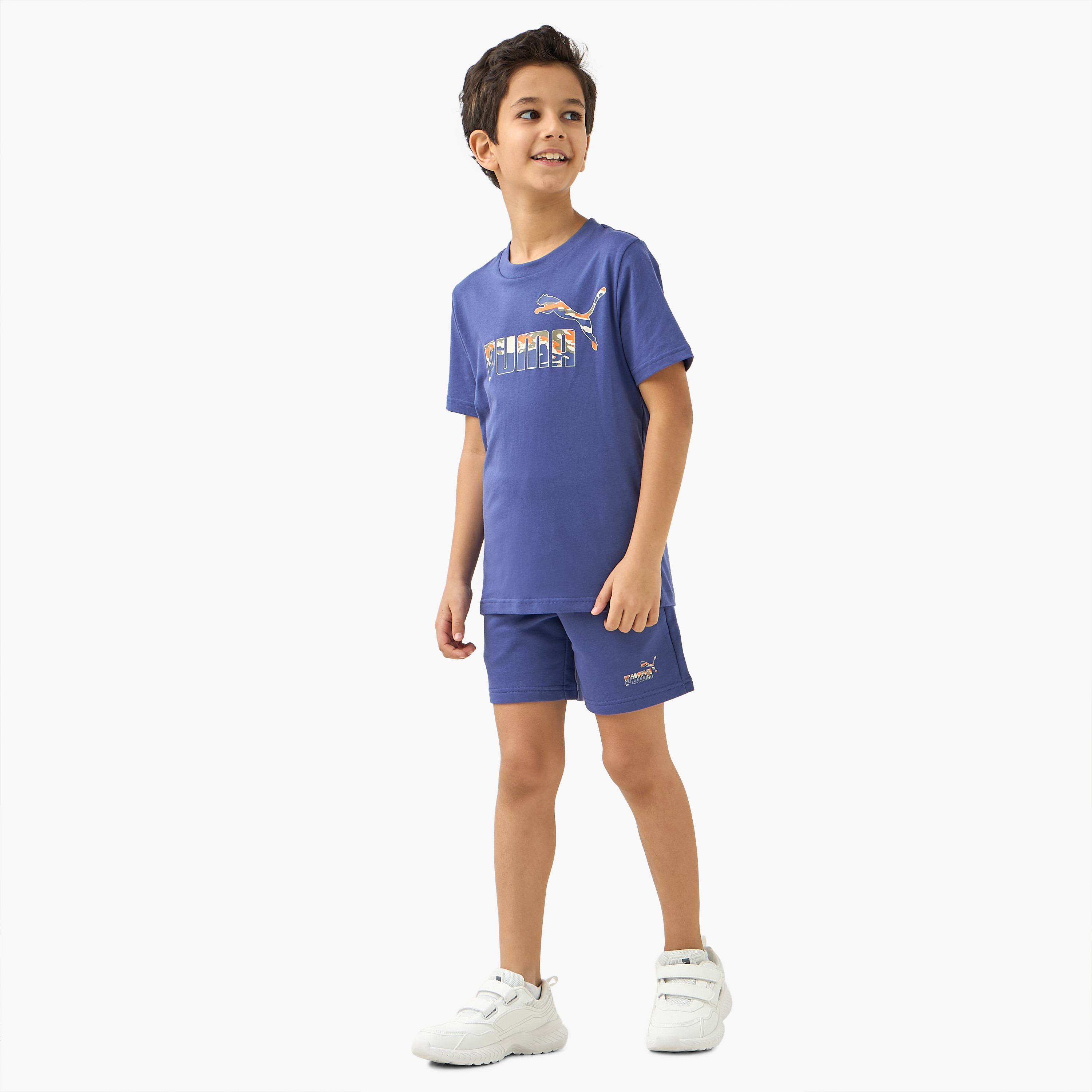 PUMA Logo Print Shorts with Elasticated Waist-boys-clothing-sportswear-bottoms-image-2