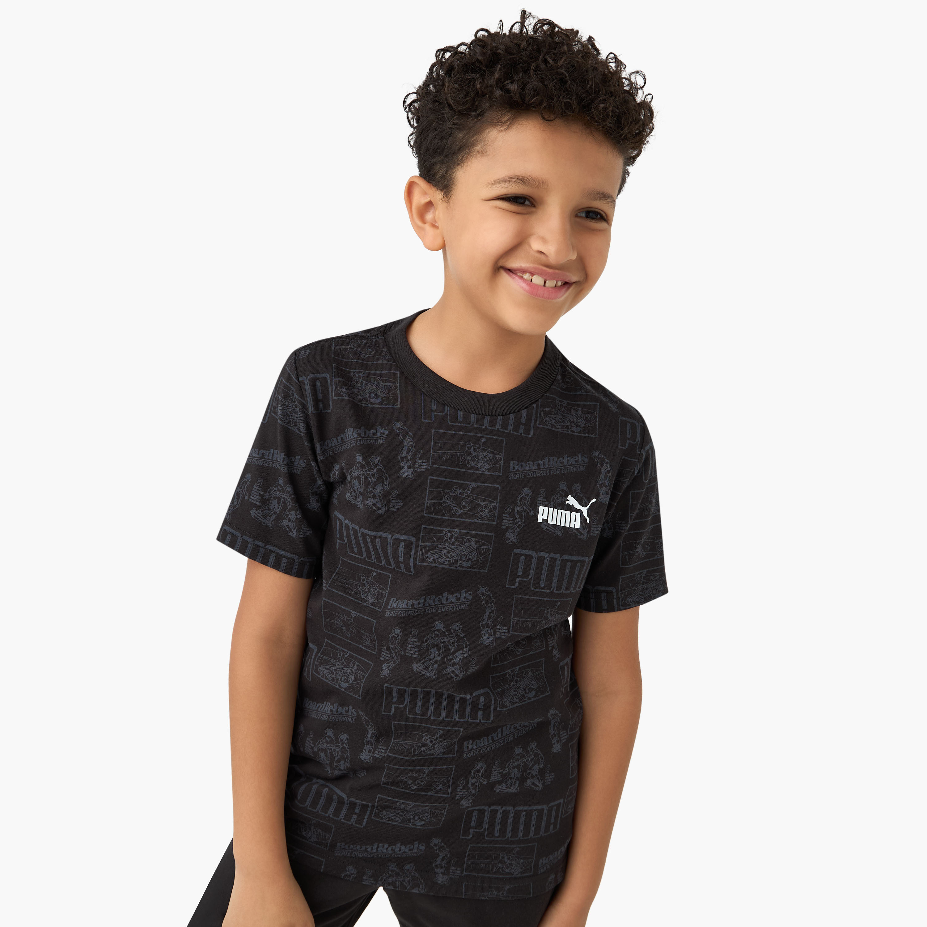 PUMA Graphic Print T-shirt with Short Sleeves-sports-boys-clothing-tops-image-1