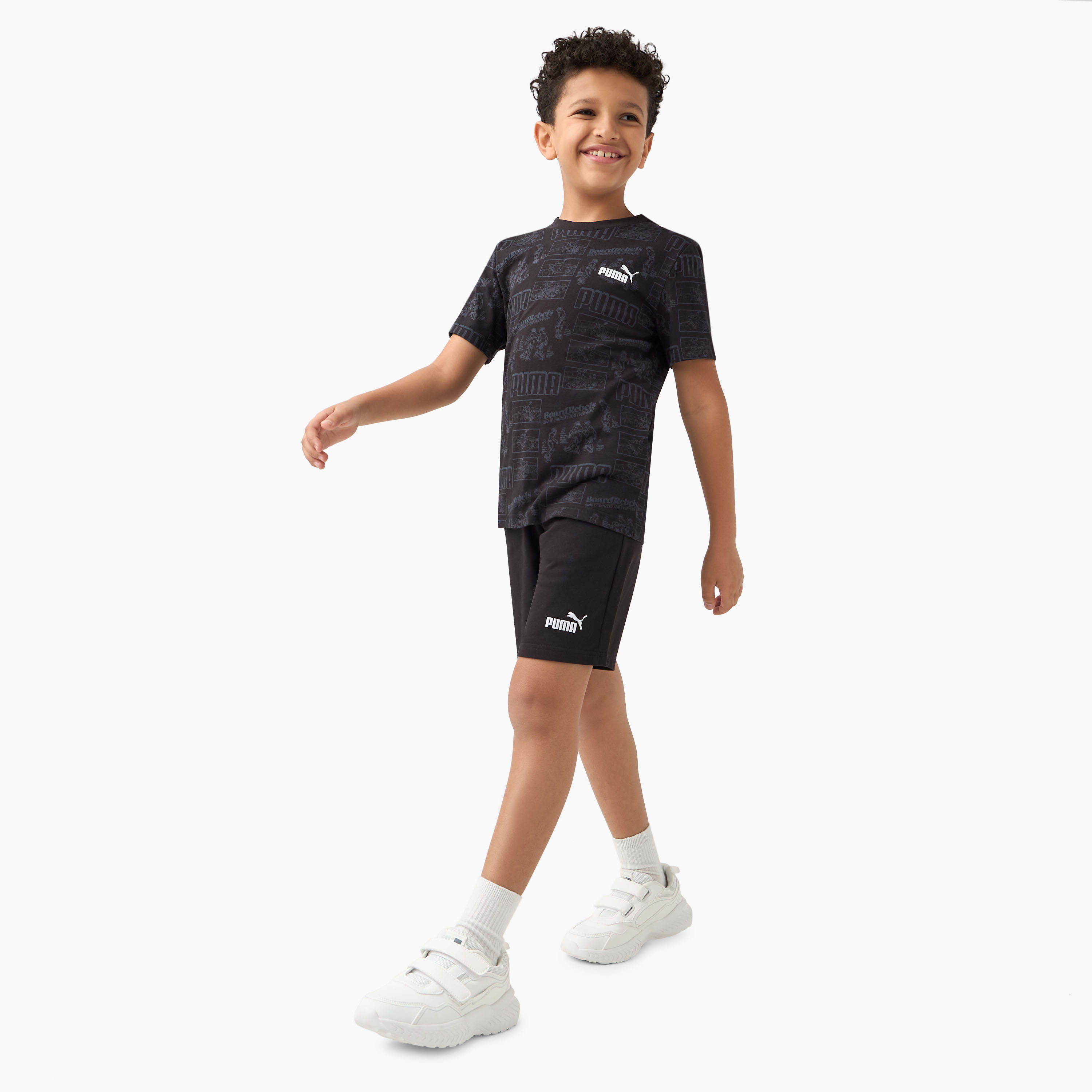 PUMA Graphic Print T-shirt with Short Sleeves-sports-boys-clothing-tops-image-2