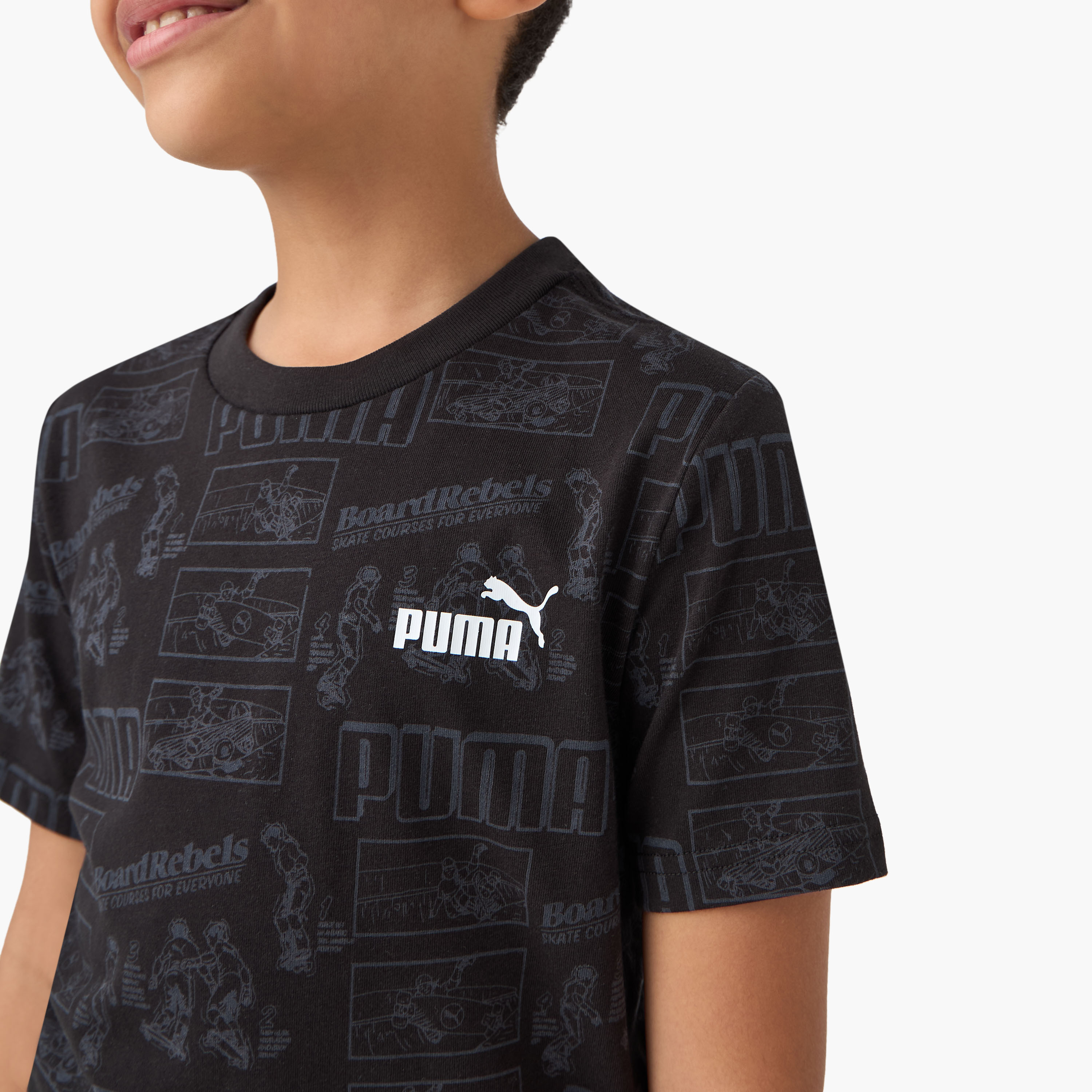 PUMA Graphic Print T-shirt with Short Sleeves-sports-boys-clothing-tops-image-4