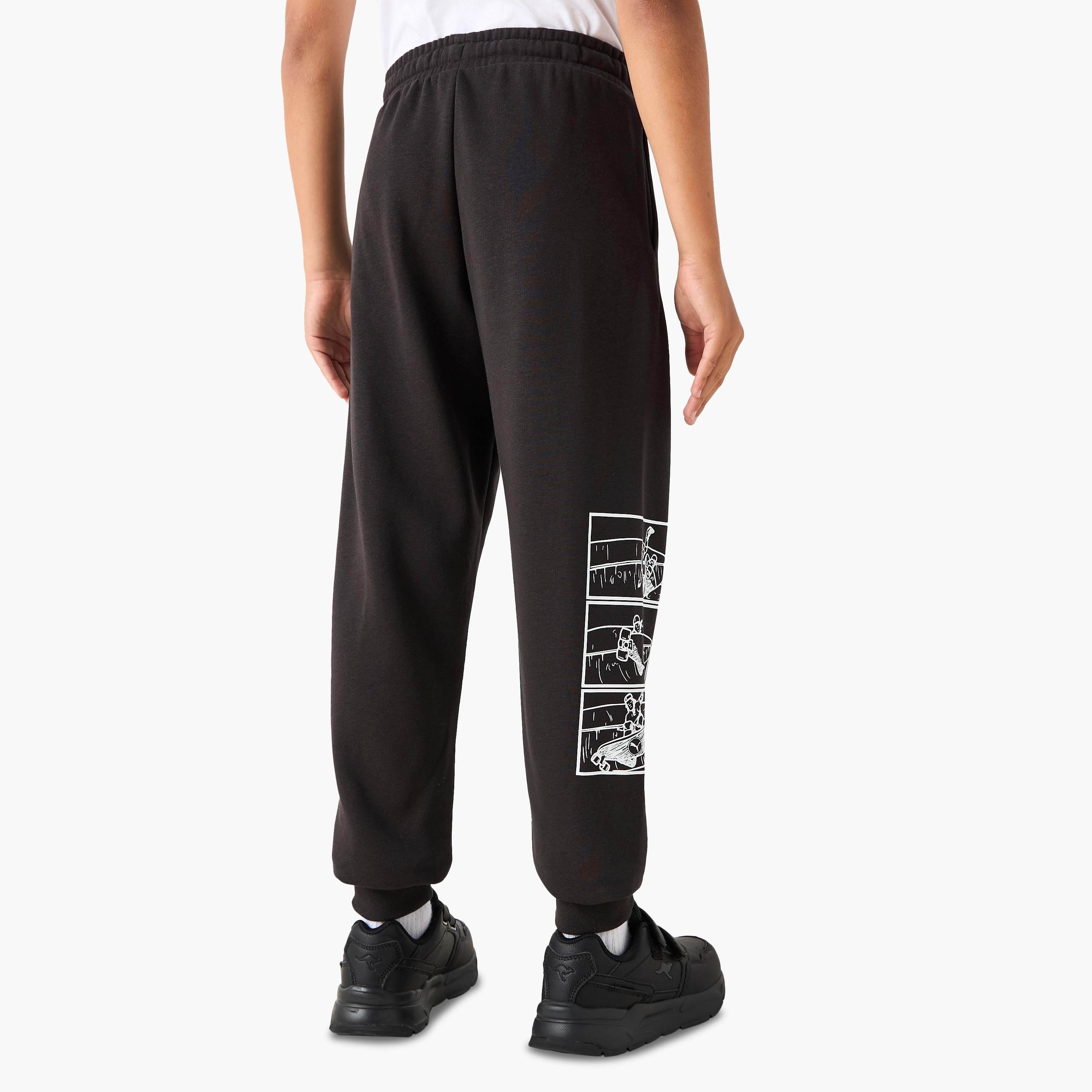 PUMA Logo Print Joggers with Elasticated Waistband and Pockets-boys-clothing-sportswear-bottoms-image-3