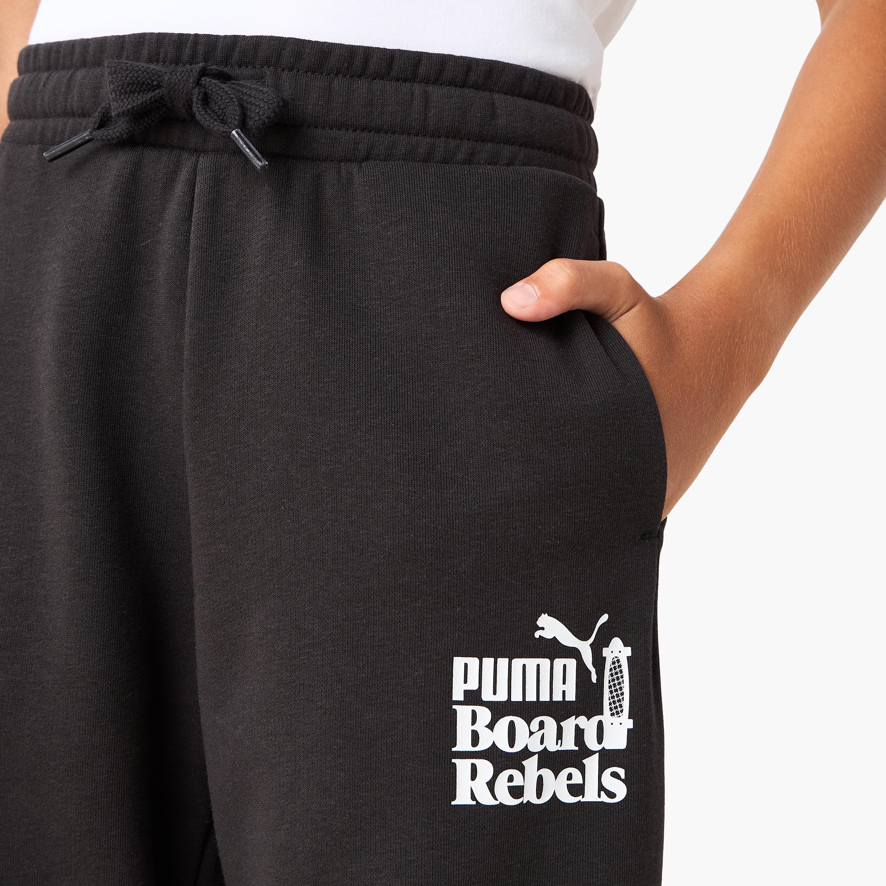 PUMA Logo Print Joggers with Elasticated Waistband and Pockets-boys-clothing-sportswear-bottoms-image-4