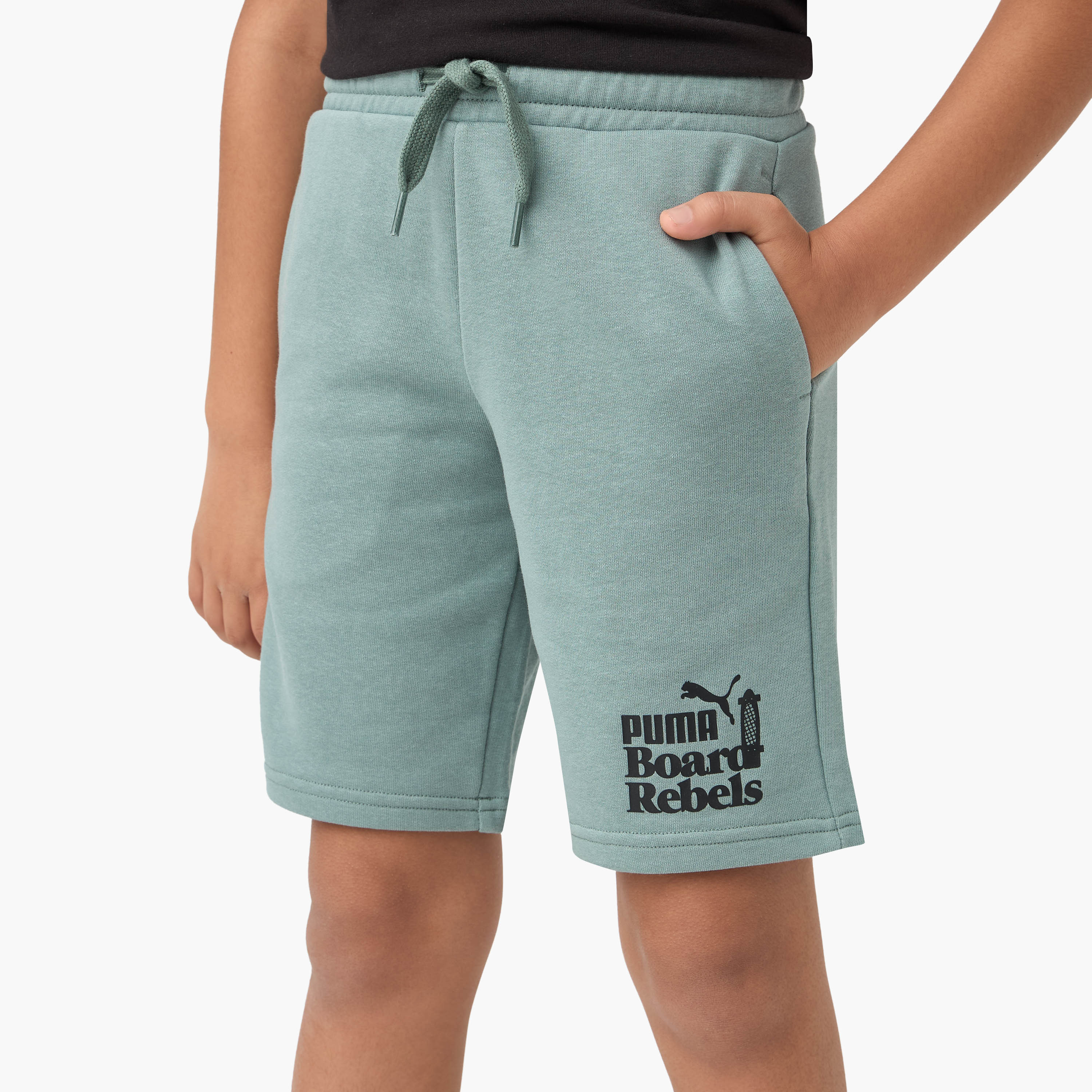 PUMA Logo Detail Shorts with Elasticated Waistband-boys-clothing-sportswear-bottoms-image-1