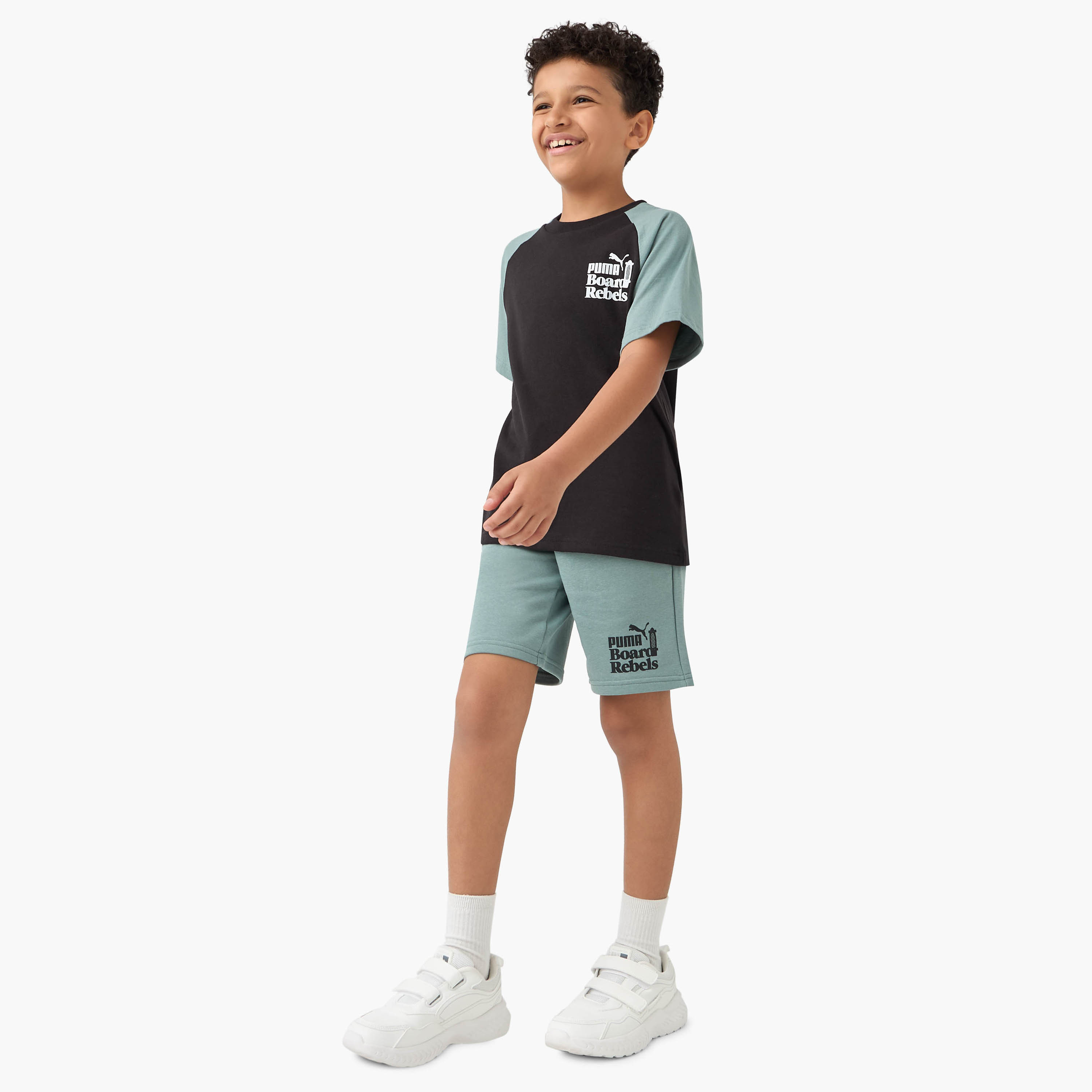 PUMA Logo Detail Shorts with Elasticated Waistband-boys-clothing-sportswear-bottoms-image-2