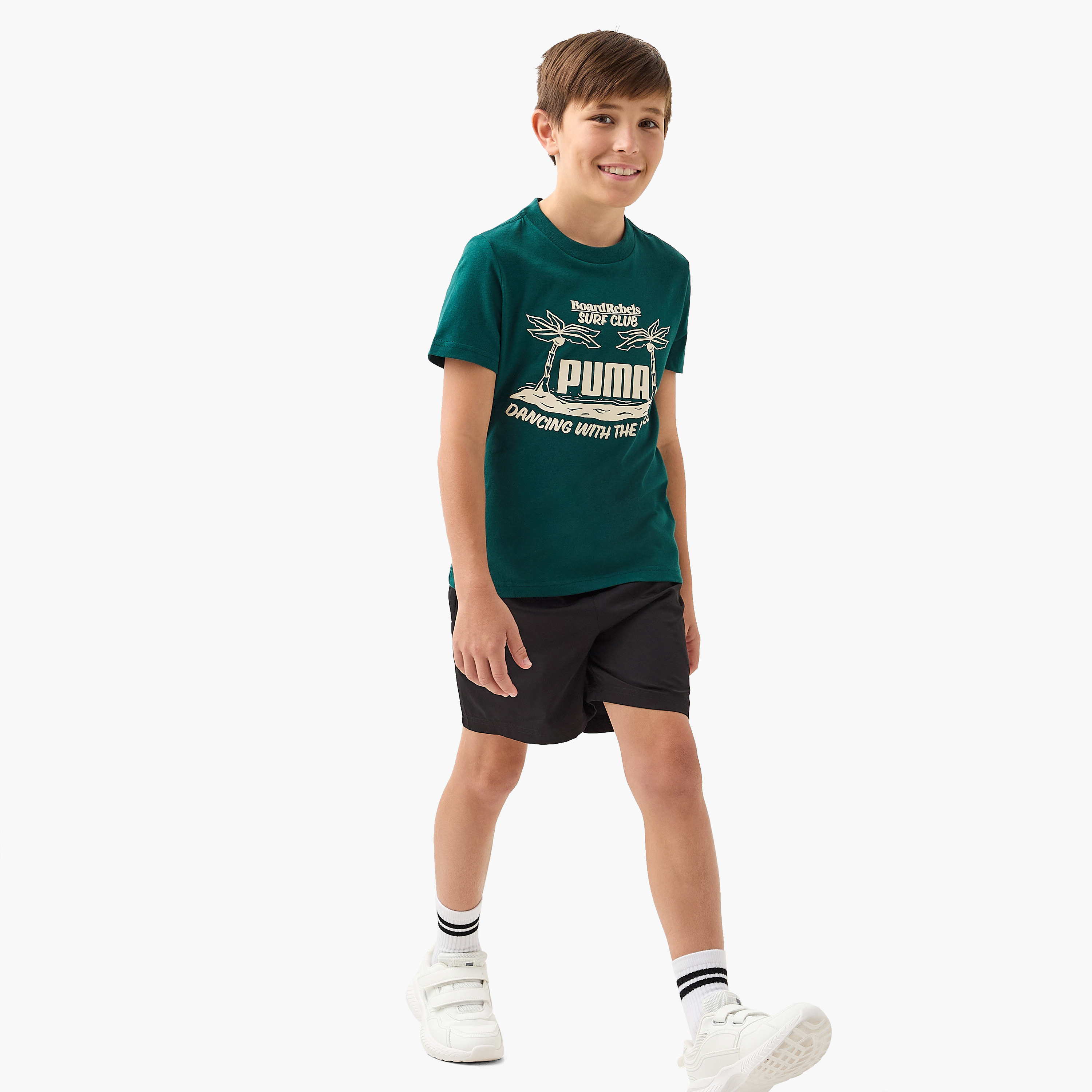 PUMA Logo Print T-shirt with Short Sleeves-sports-boys-clothing-tops-image-2