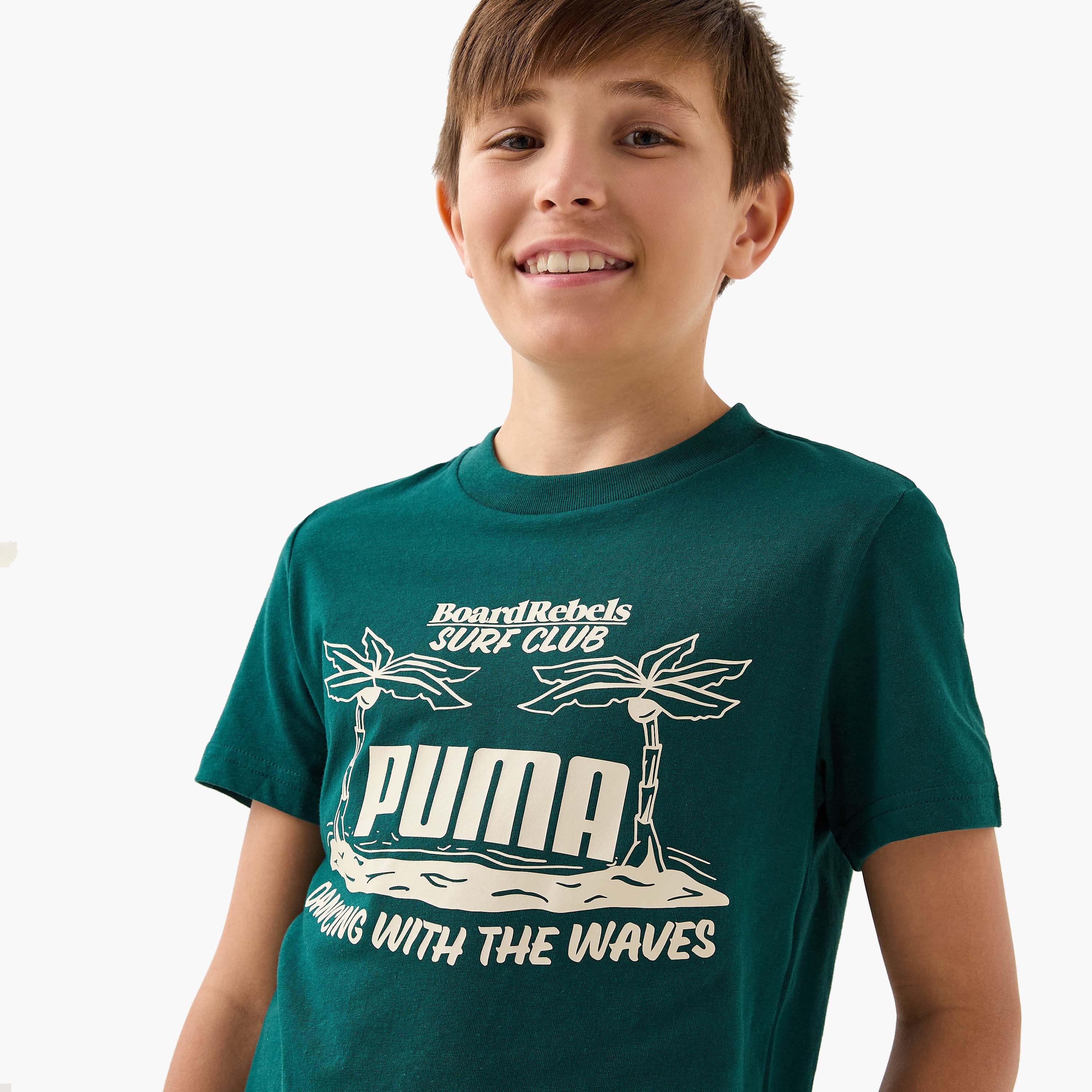 PUMA Logo Print T-shirt with Short Sleeves-sports-boys-clothing-tops-image-4