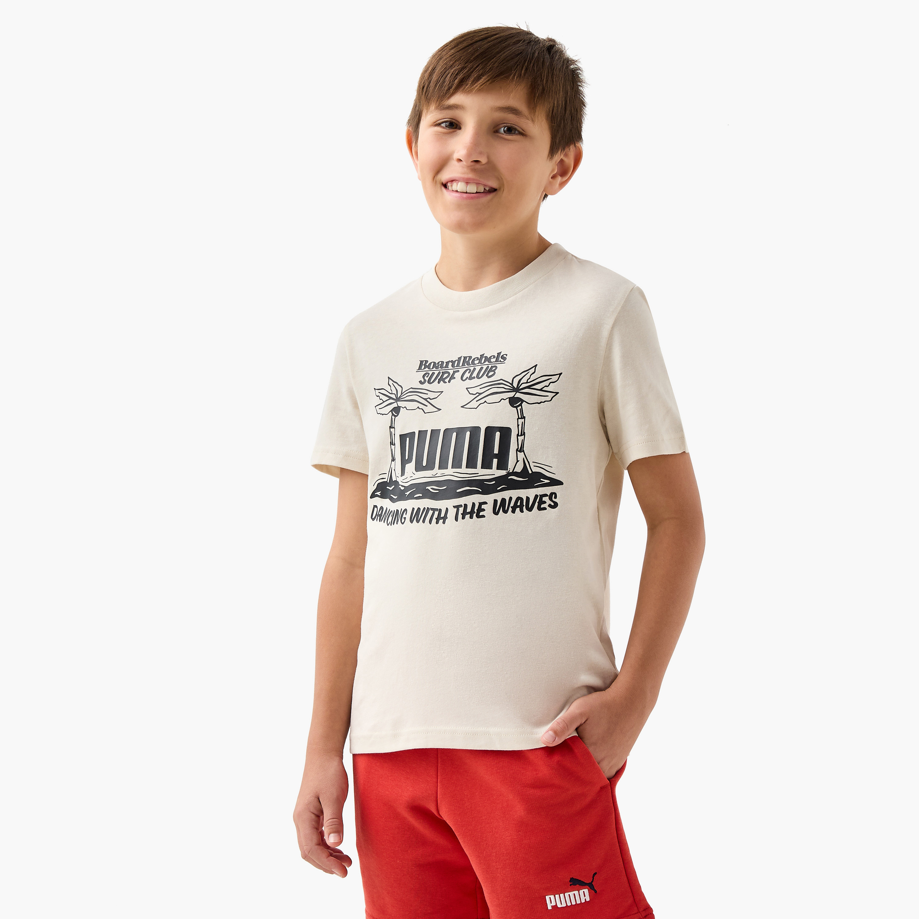 PUMA Logo Print T-shirt with Short Sleeves-boys-clothing-sportswear-tops-image-1