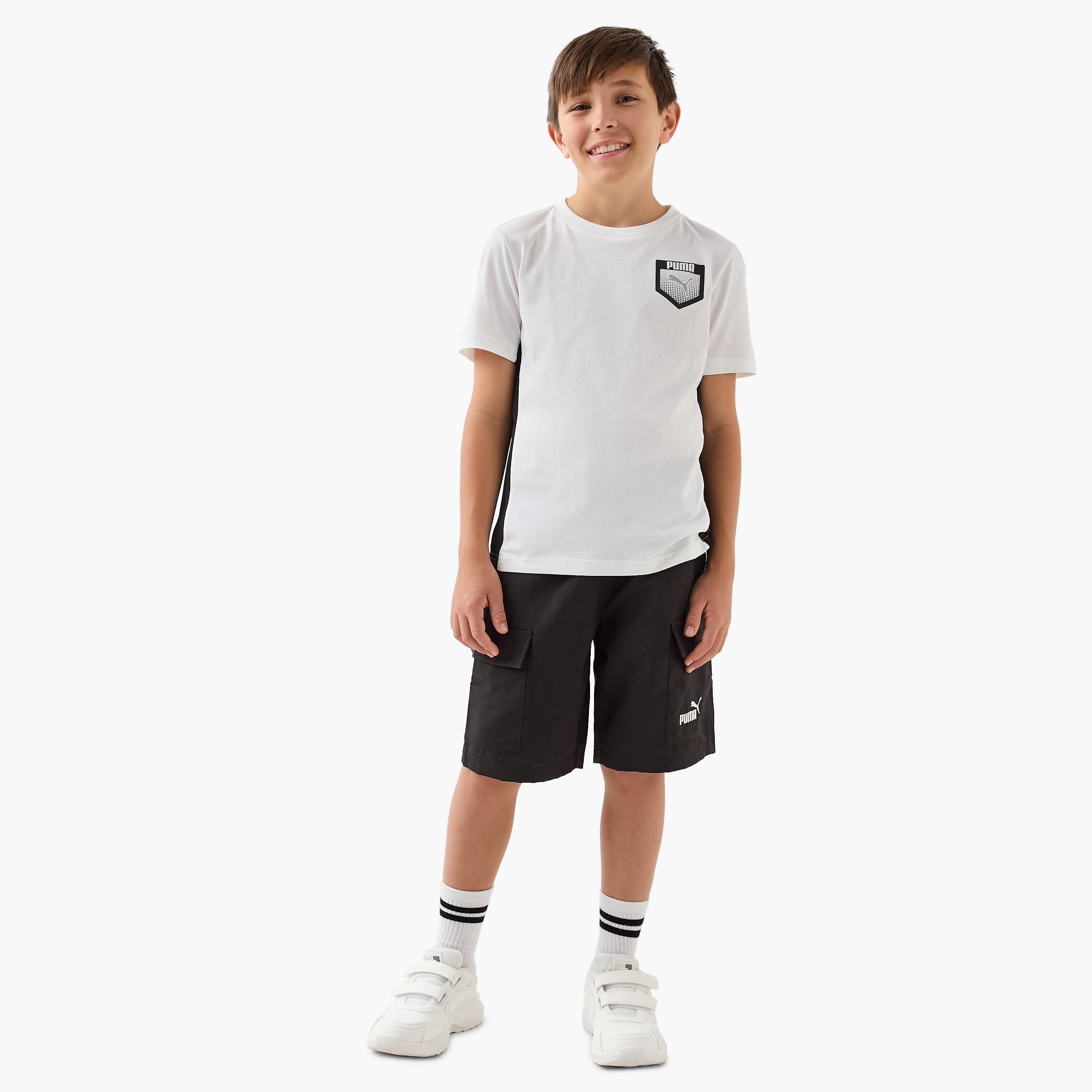 PUMA Logo Print T-shirt with Short Sleeves-boys-clothing-sportswear-tops-image-2
