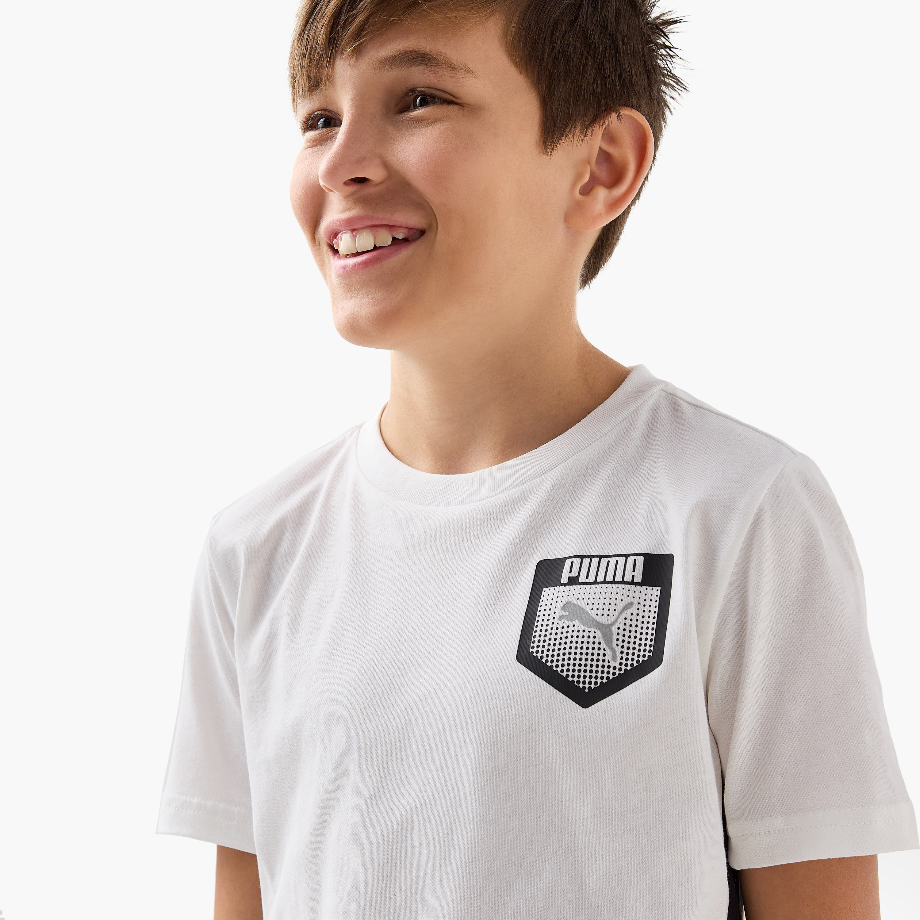 PUMA Logo Print T-shirt with Short Sleeves-boys-clothing-sportswear-tops-image-4