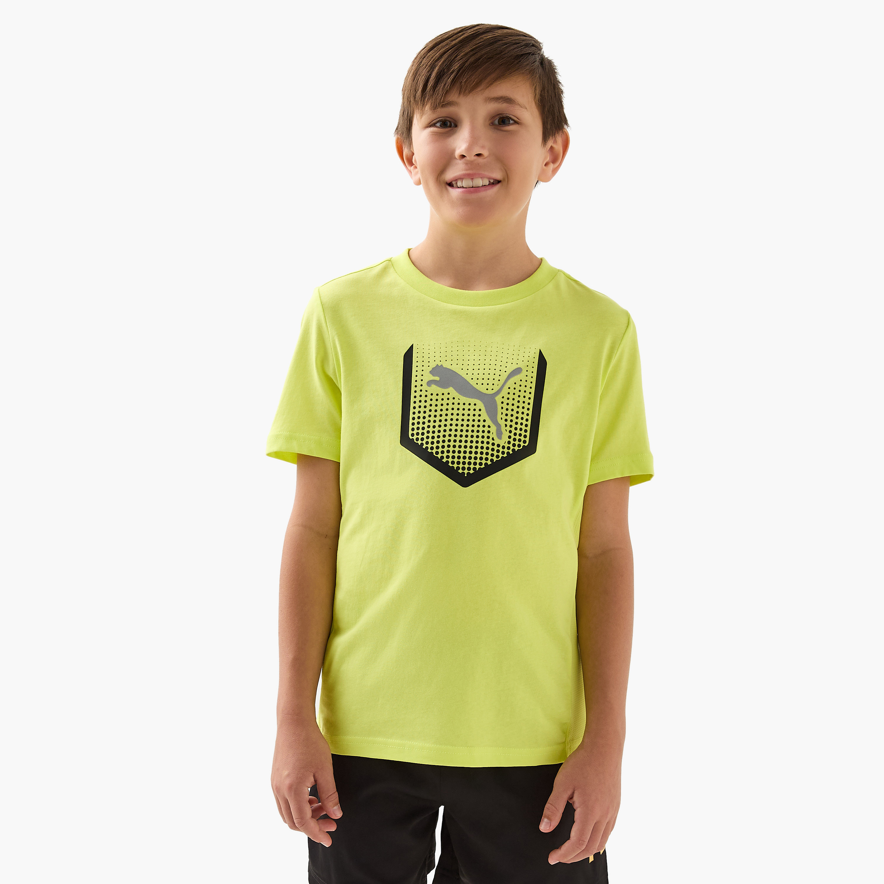 PUMA Logo Print T-shirt with Short Sleeves-boys-clothing-sportswear-tops-image-1