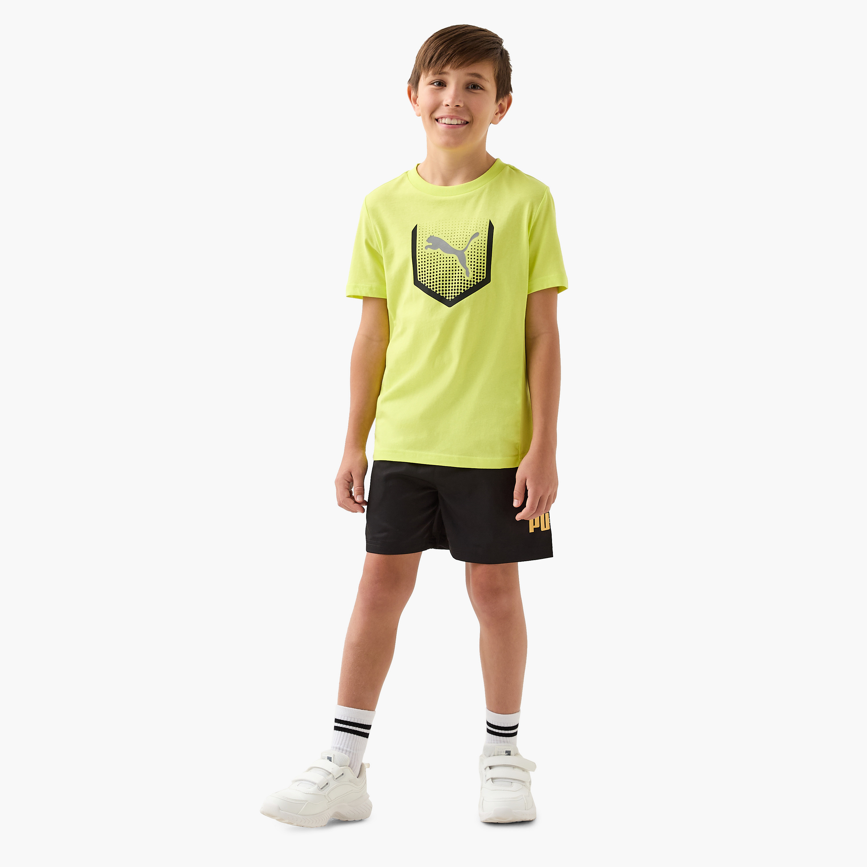 PUMA Logo Print T-shirt with Short Sleeves-boys-clothing-sportswear-tops-image-2