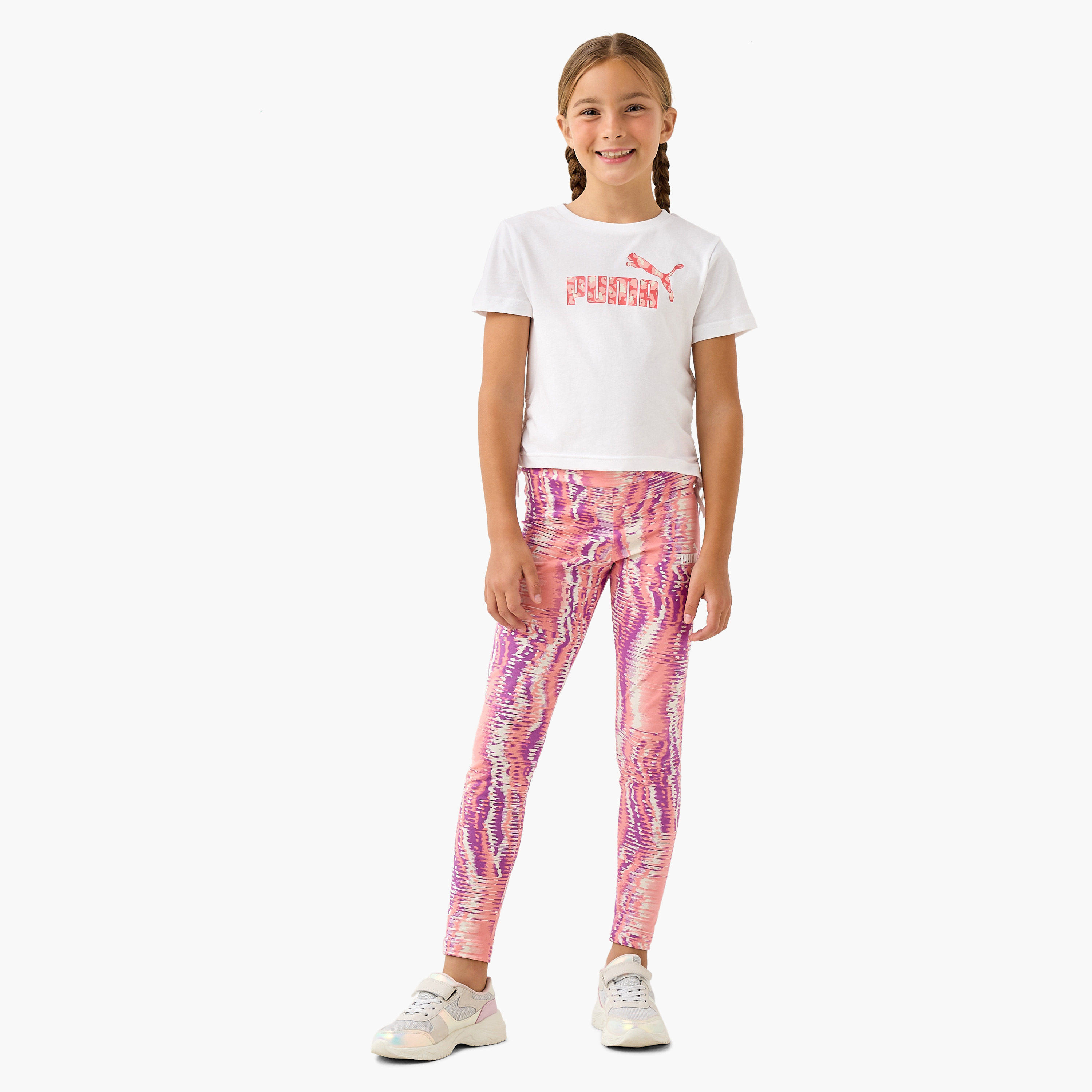 PUMA Logo Print T-shirt with Short Sleeves-girls-clothing-tshirts-image-2